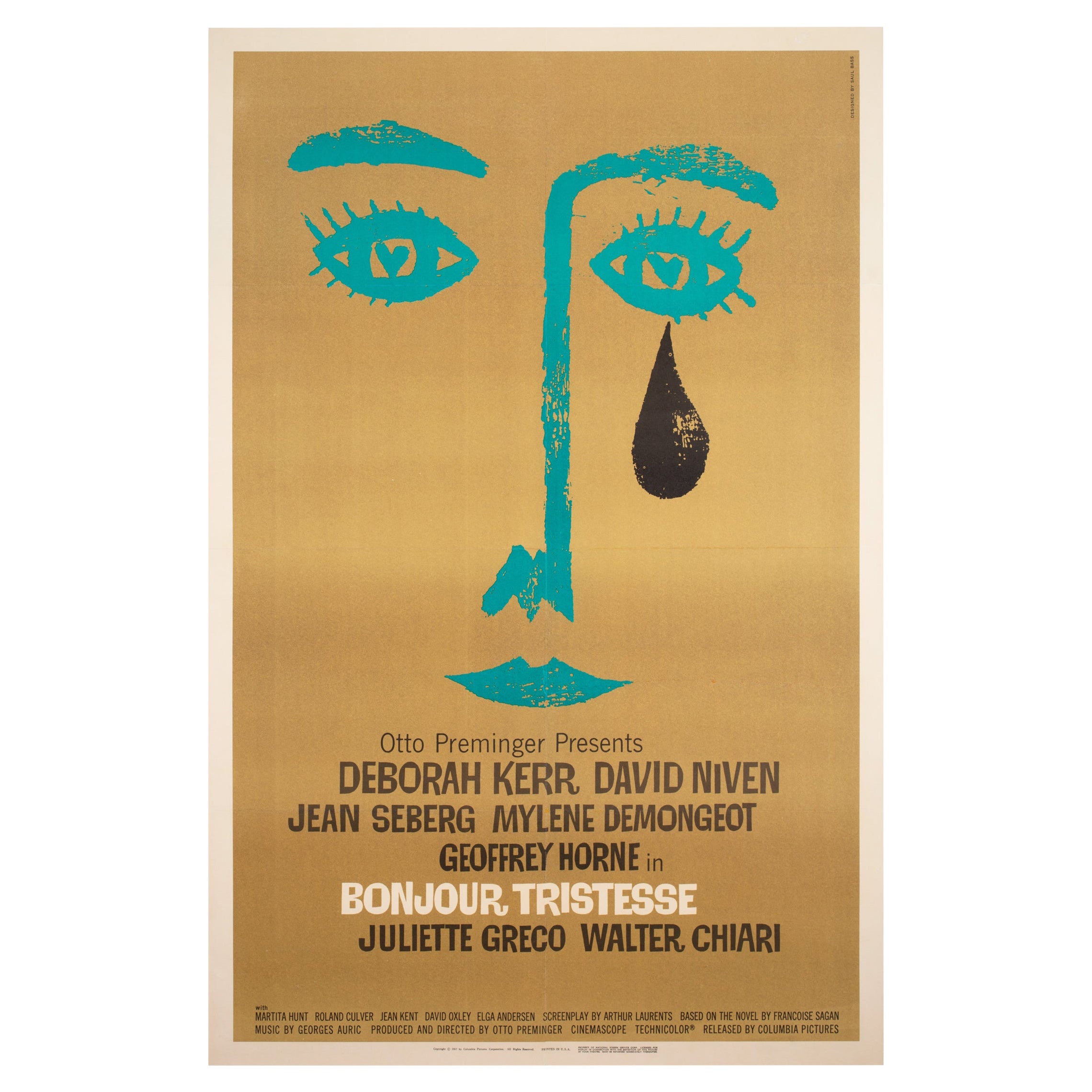 Poster cinematografico statunitense di Bonjour Tristesse, Saul Bass, 1958