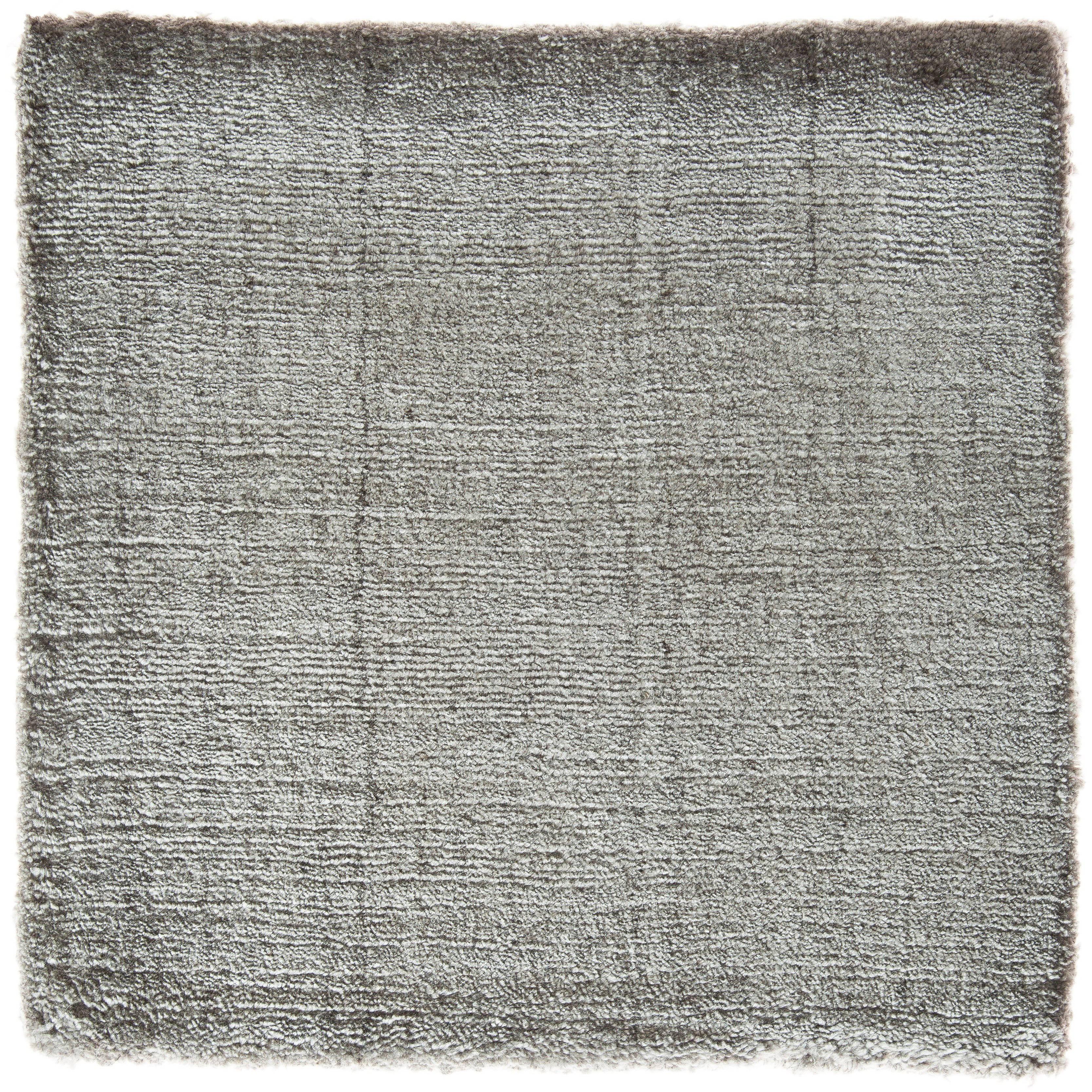 Silver Gray Bamboo Silk Hand-Loomed Minimalist Luxury Neutral Rug