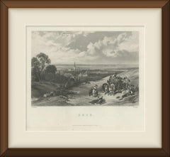 Bonn on the Rhine, German Harvest Landscape, Antique Steel Engraving, circa 1865