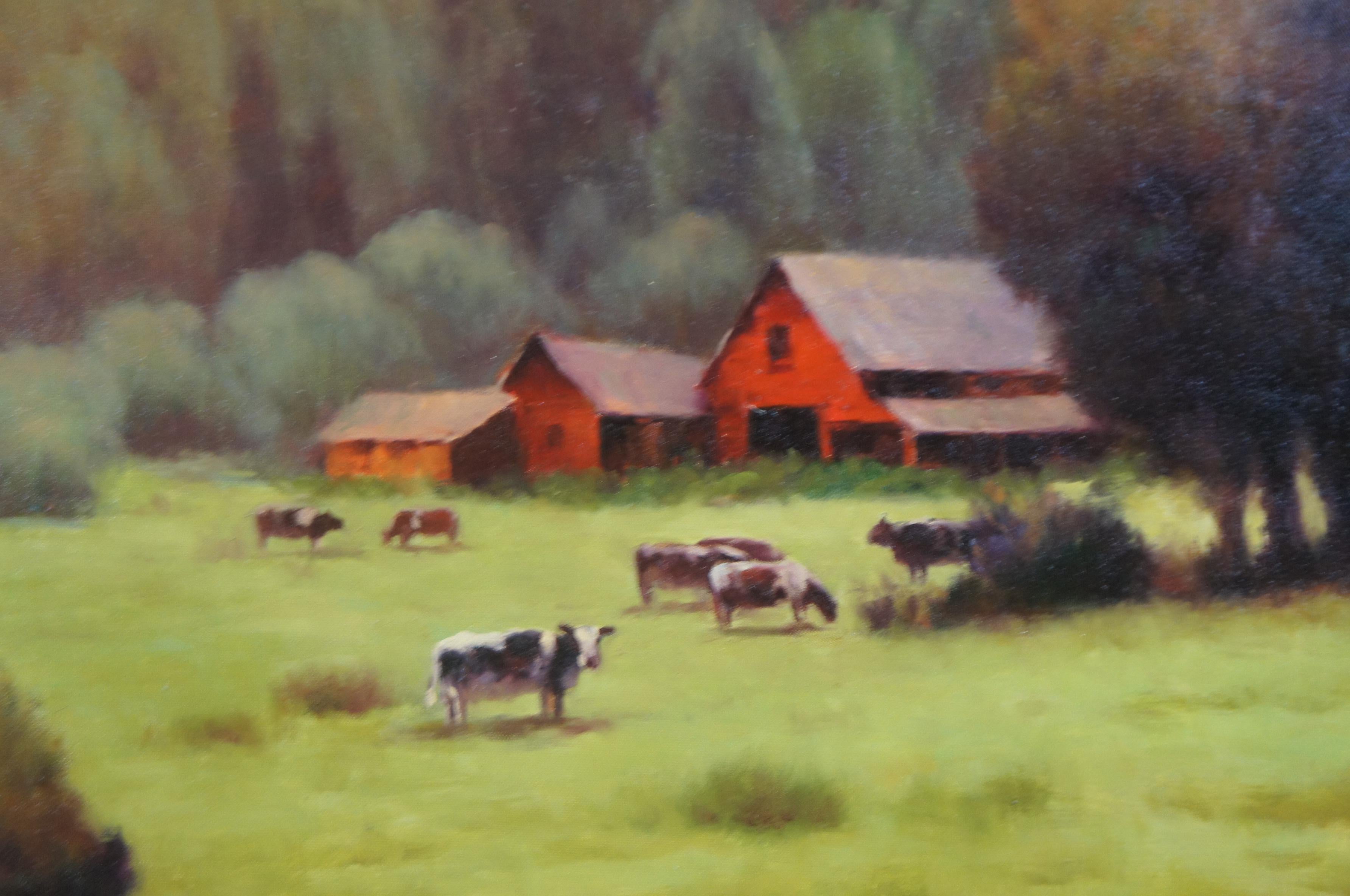 Bonnatt Pastoral Country Farmhouse Landscape Oil Painting on Canvas 71