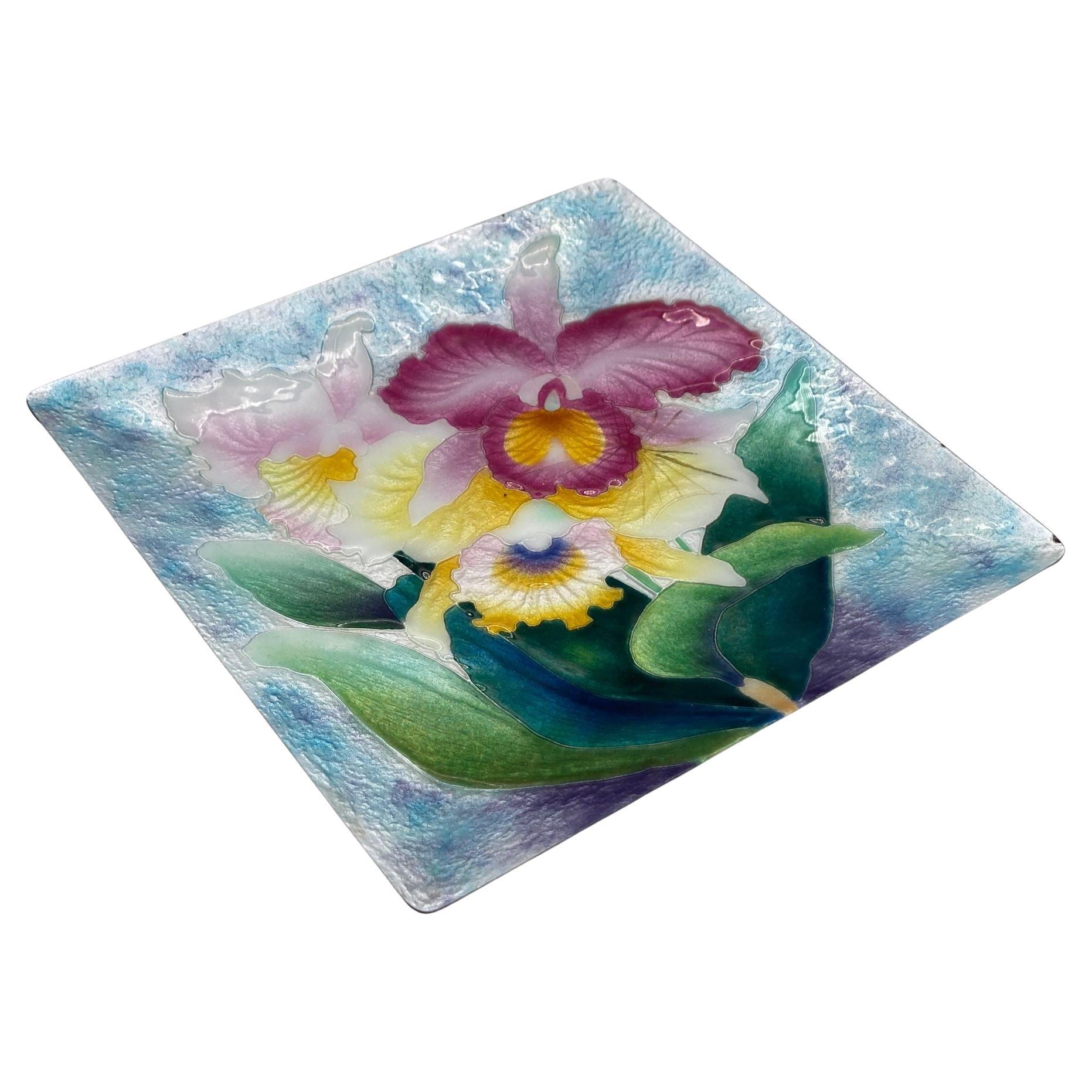 Bonne Couleur Electroforming Cloisonne Tropical Floral Plate