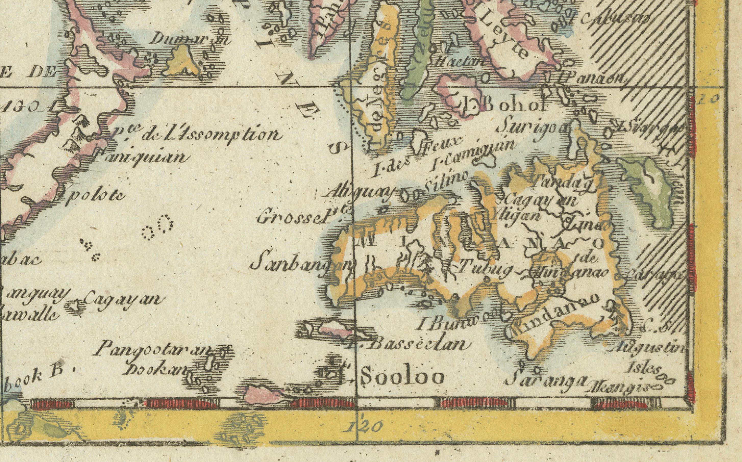 Bonne Karte der Philippinen, Formosa, Siam, Indochina und Südchina, 1780 im Angebot 1