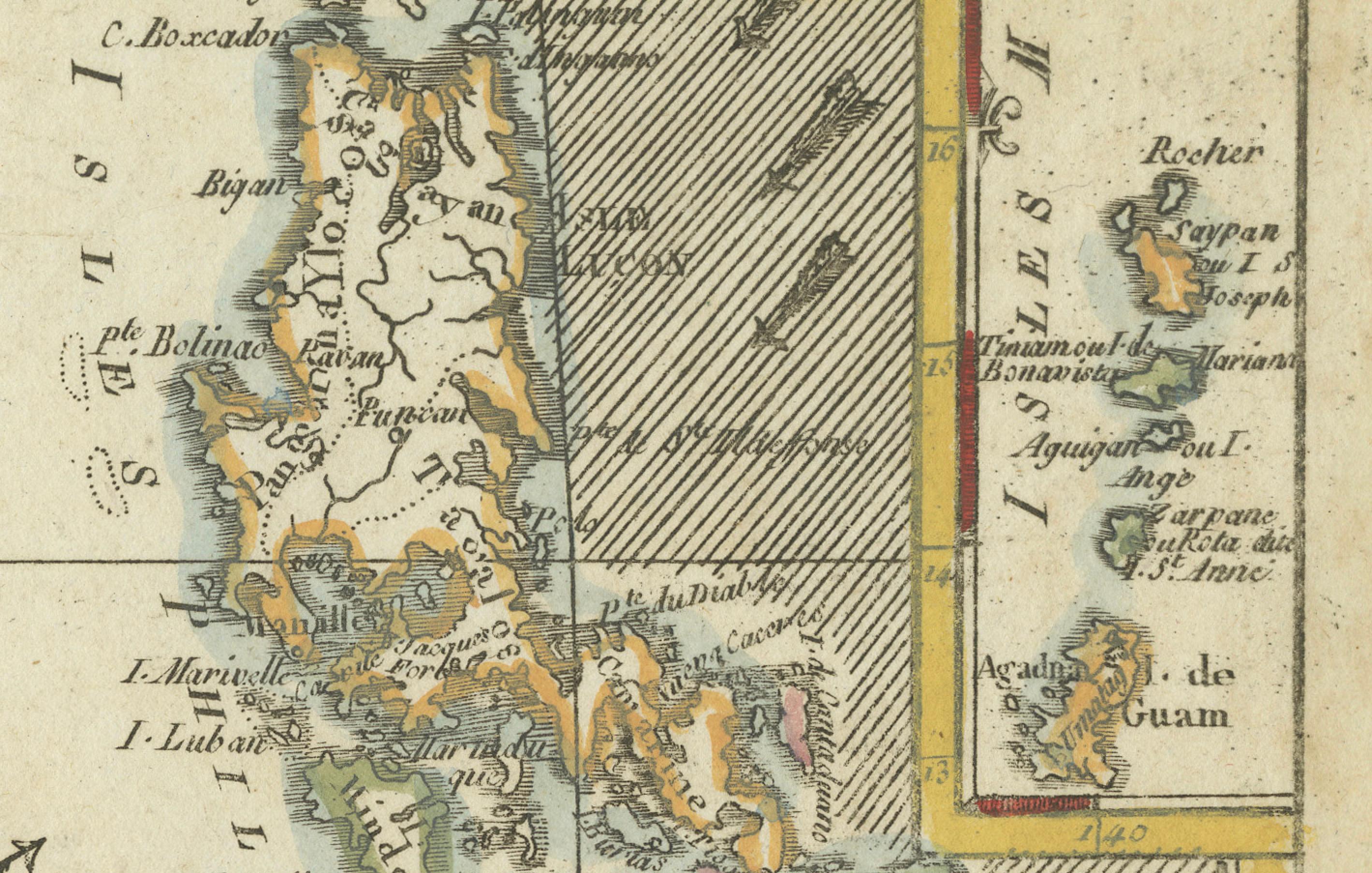 Bonne Karte der Philippinen, Formosa, Siam, Indochina und Südchina, 1780 im Angebot 2