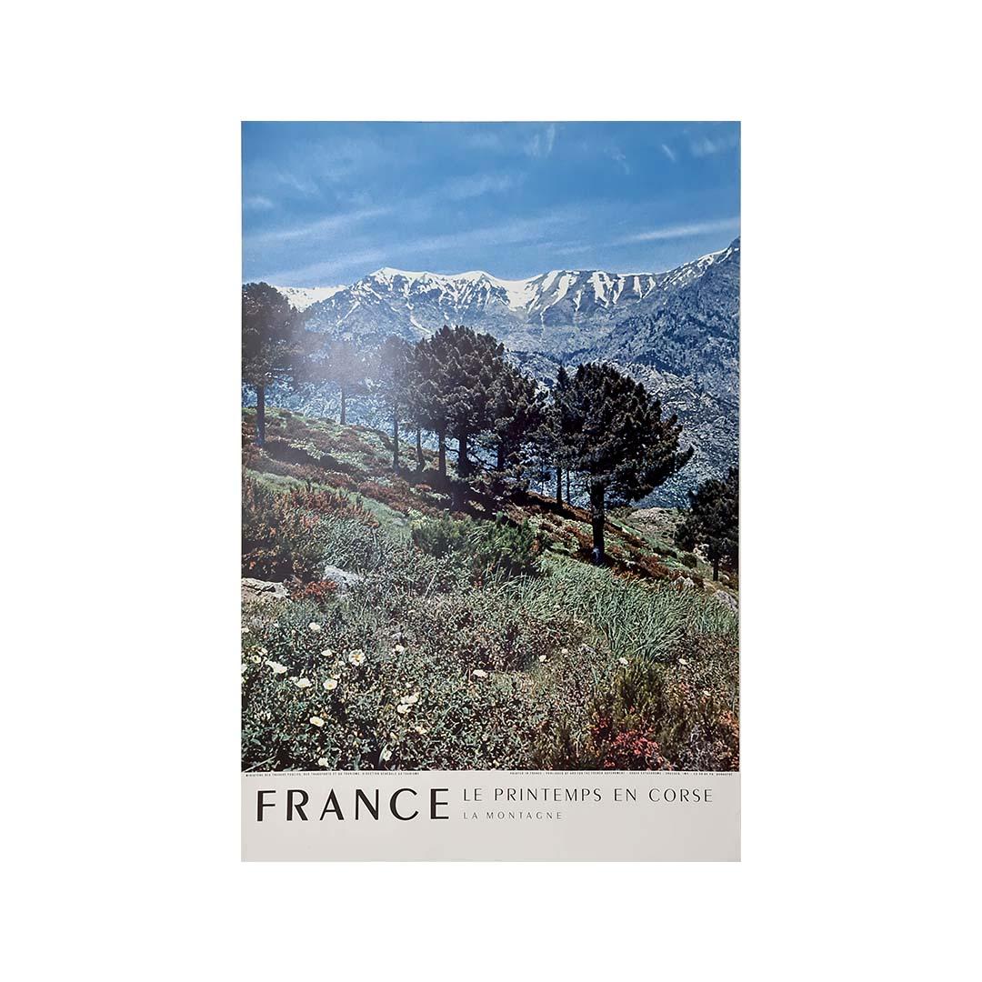 Cartel de viaje original de 1956 - Francia belleza del paisaje montañoso de Córcega en venta 2