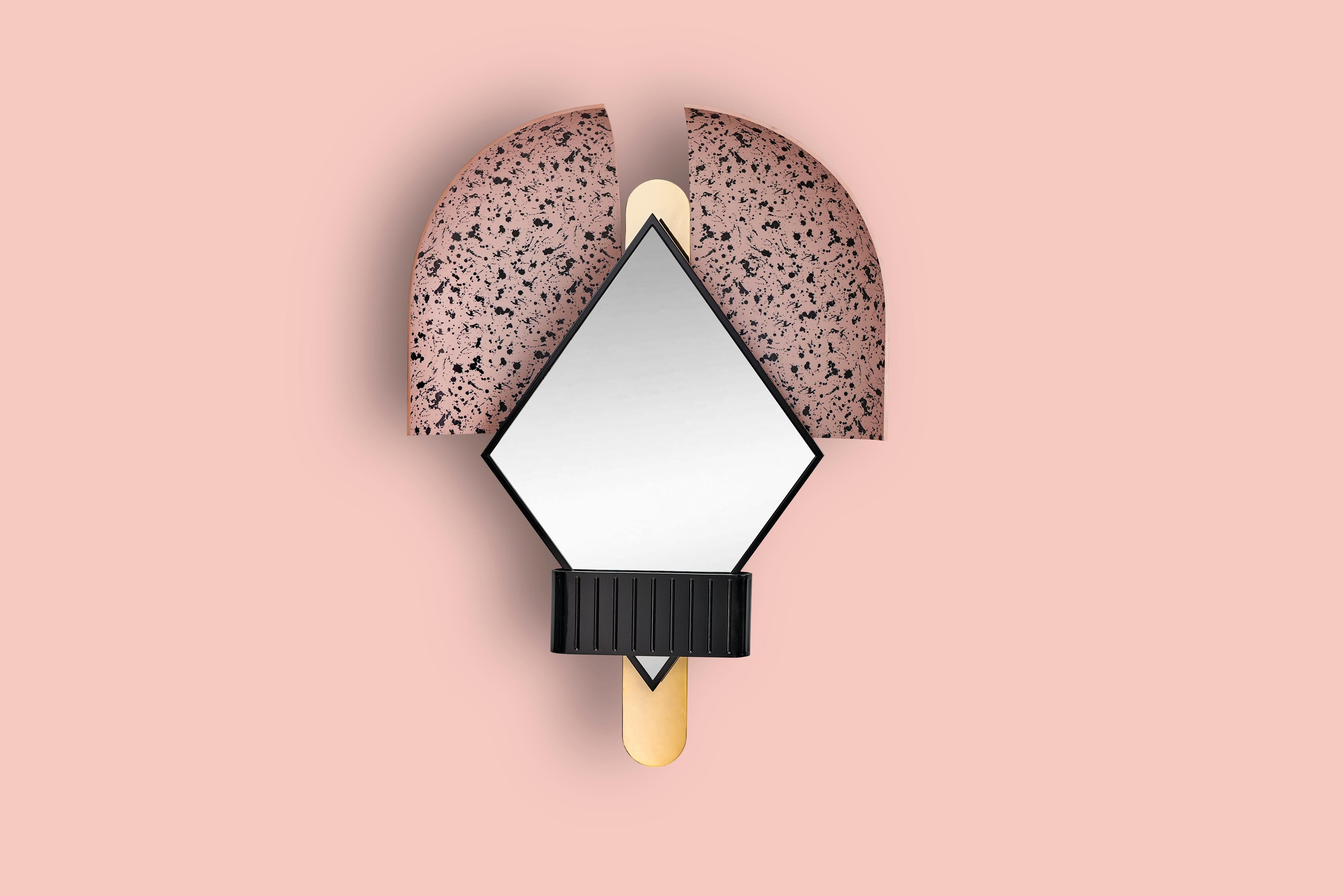 Contemporary Bonnet Mirror in Pink For Sale