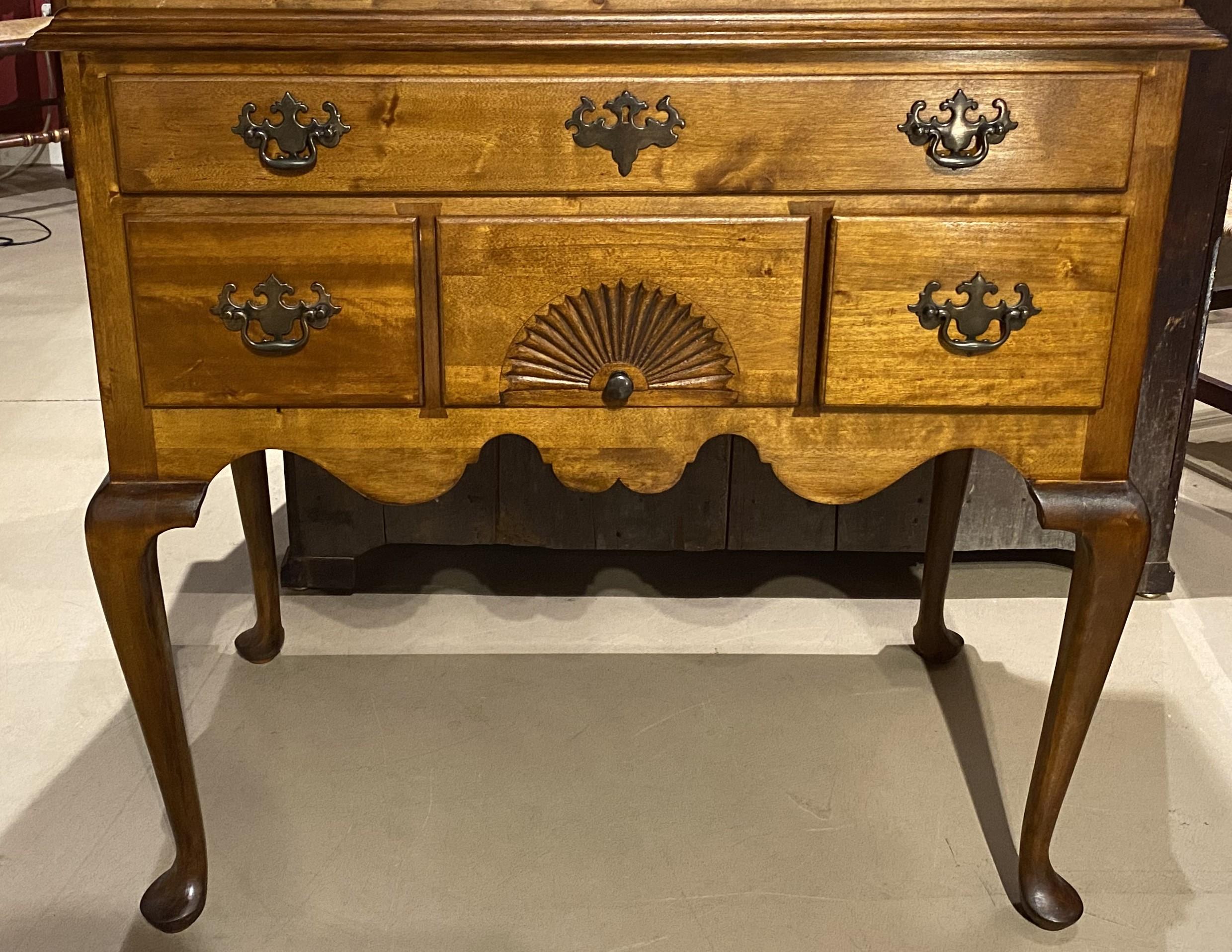Federal Bonnet Top Highboy with Pinwheel Carvings & Impressive Size For Sale
