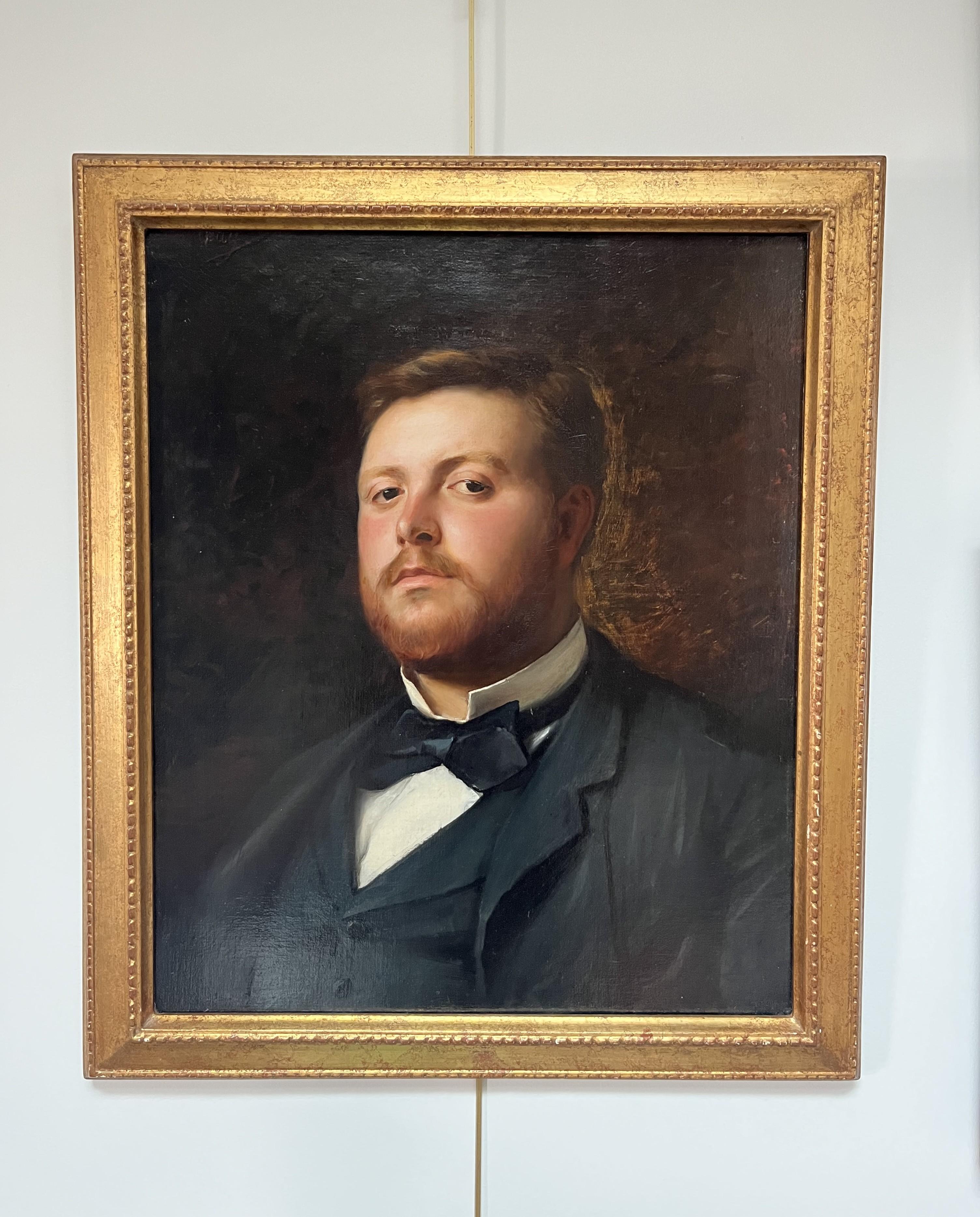 J. Bonnevay, Ritratto di un gentiluomo, olio su tela firmato in vendita 2