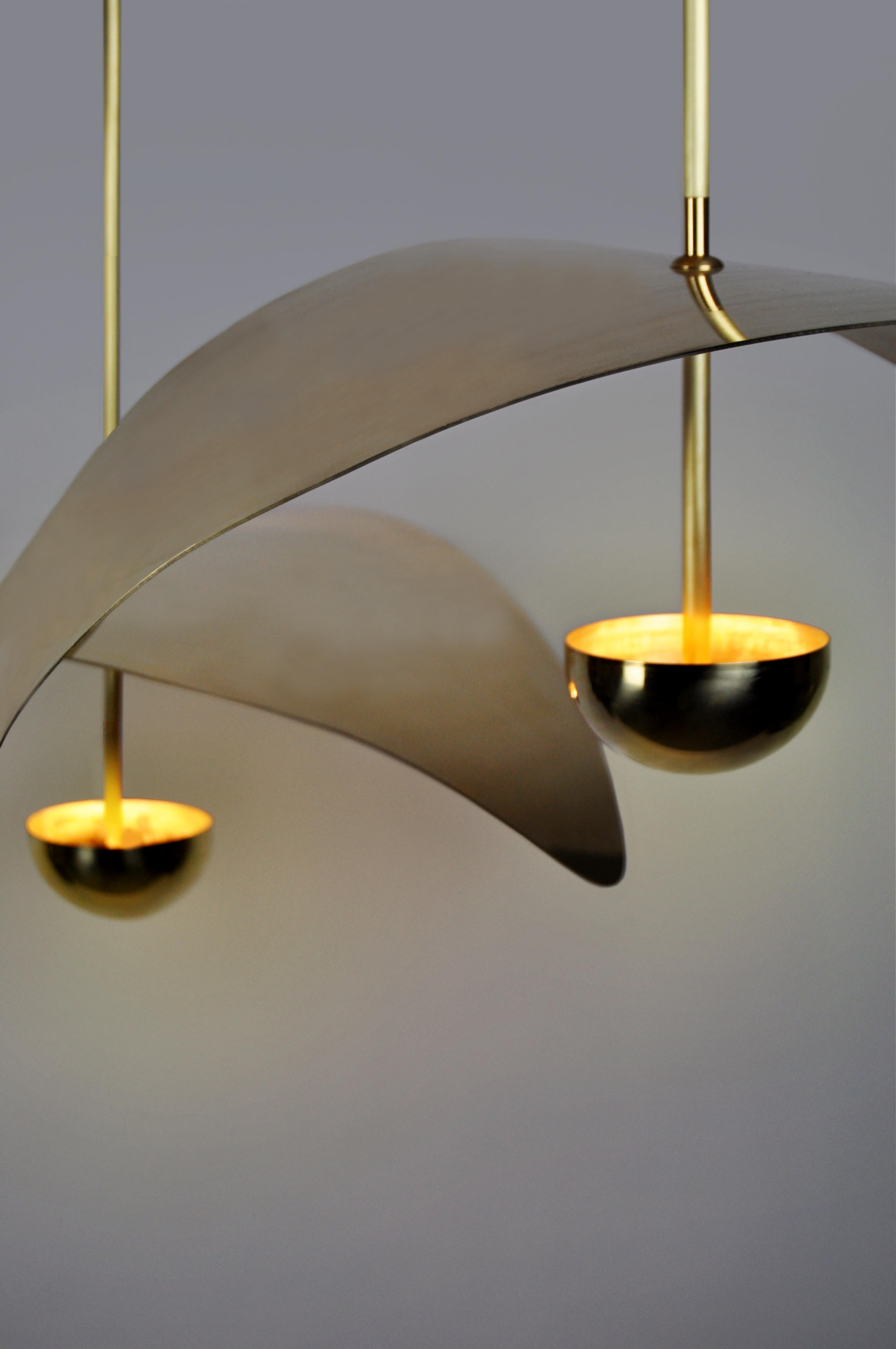 Bonnie 3 Contemporary LED Chandelier, Solid Brass or Nickel, Handmade/finished In New Condition For Sale In Torslanda, SE