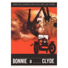 Vintage "Bonnie and Clyde" 1967 Czech A3 Film Poster