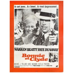 Vintage "Bonnie and Clyde" 1967 French Grande Film Poster