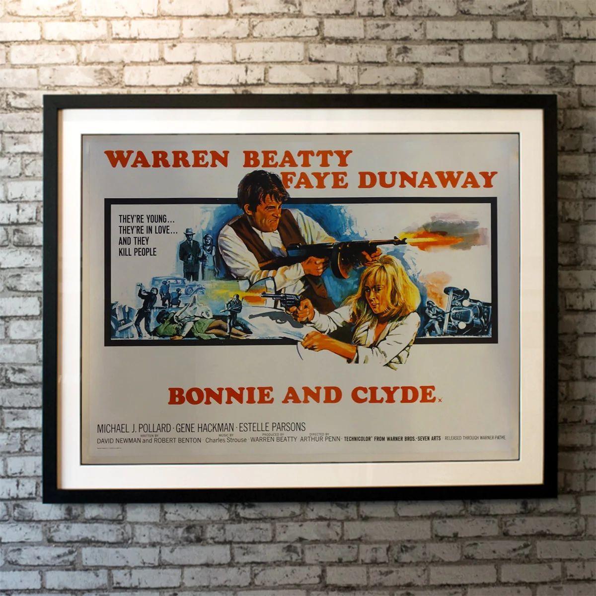 Bonnie and Clyde, Unframed Poster, 1967

Bored waitress Bonnie Parker falls in love with an ex-con named Clyde Barrow and together they start a violent crime spree through the country, stealing cars and robbing banks.

Year: 1967
Nationality: