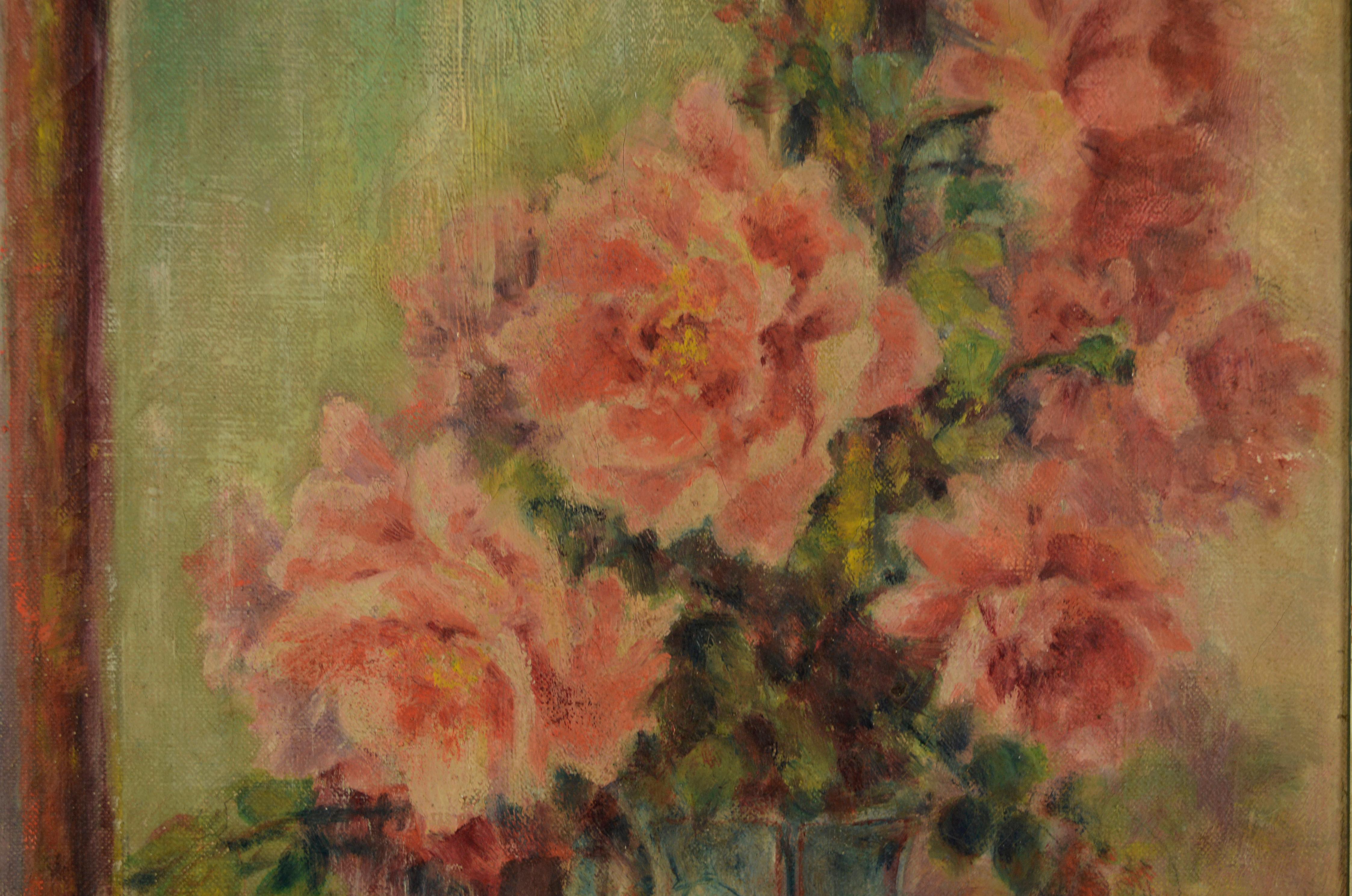 Nature morte aux roses et au vase par Bonnie Beach Ryan  en vente 2