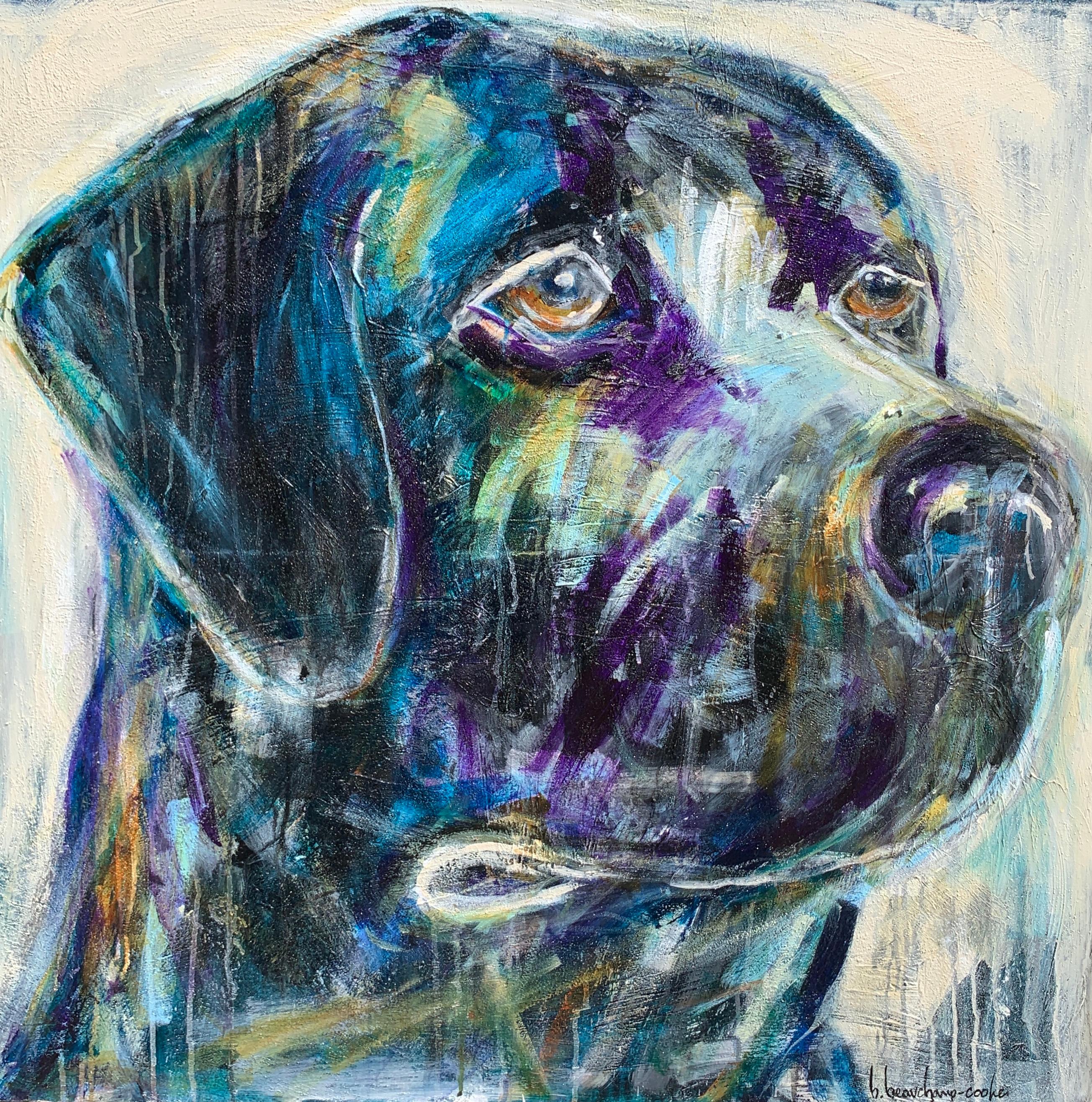 Bonnie Beauchamp-Cooke Animal Painting - Ace by Bonnie B. Cooke Contemporary Oil on Canvas Dog Painting