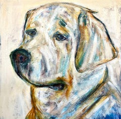 Bleu by Bonnie B. Cooke Contemporary Oil on Canvas Dog Painting