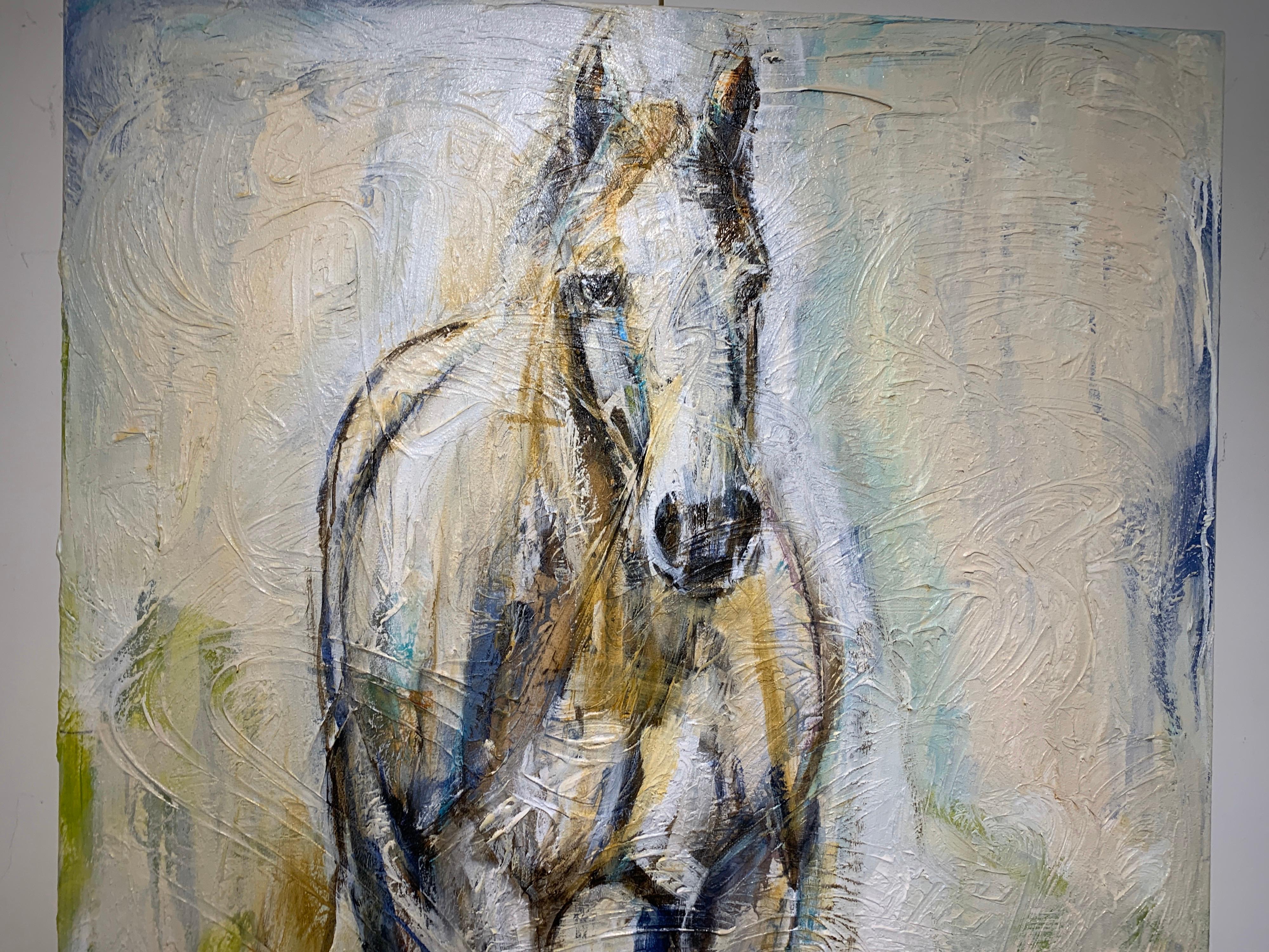 Elle, Large Contemporary Mixed Media on Canvas Horse Painting 1