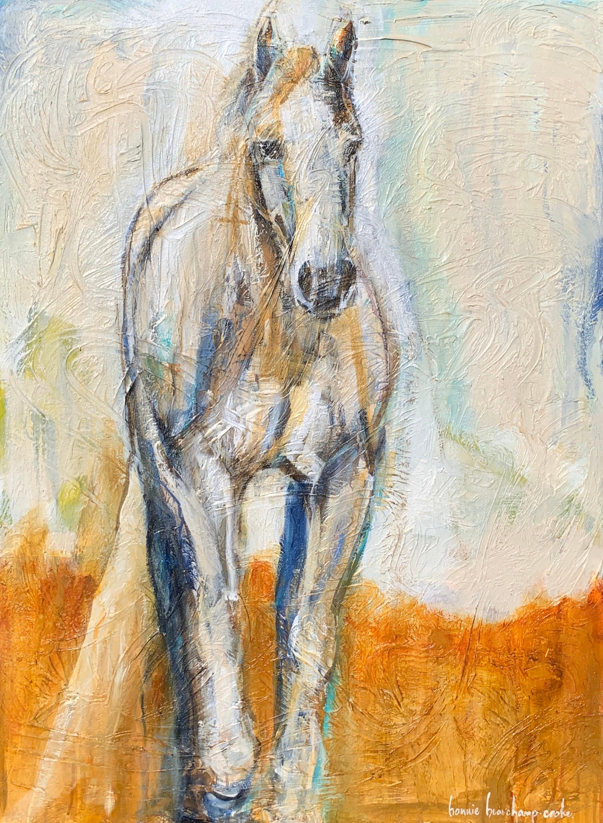 Bonnie Beauchamp-Cooke Animal Painting - Elle, Large Contemporary Mixed Media on Canvas Horse Painting