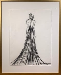 Lady in Charcoal II by Bonnie B. Cooke, Framed Figurative Charcoal Drawing