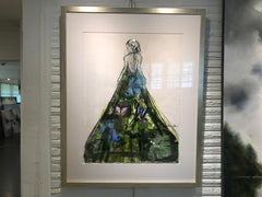 Madame Butterfly by Bonnie Beauchamp Cooke, Framed Mixed Media on Paper Painting