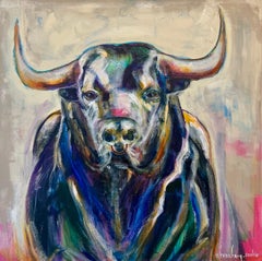 No Bull by Bonnie B. Cooke Contemporary Oil on Canvas Animal Painting