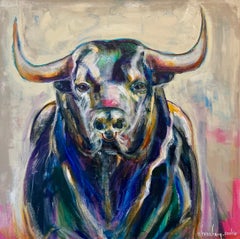No Bull by Bonnie B. Cooke Contemporary Oil on Canvas Animal Painting
