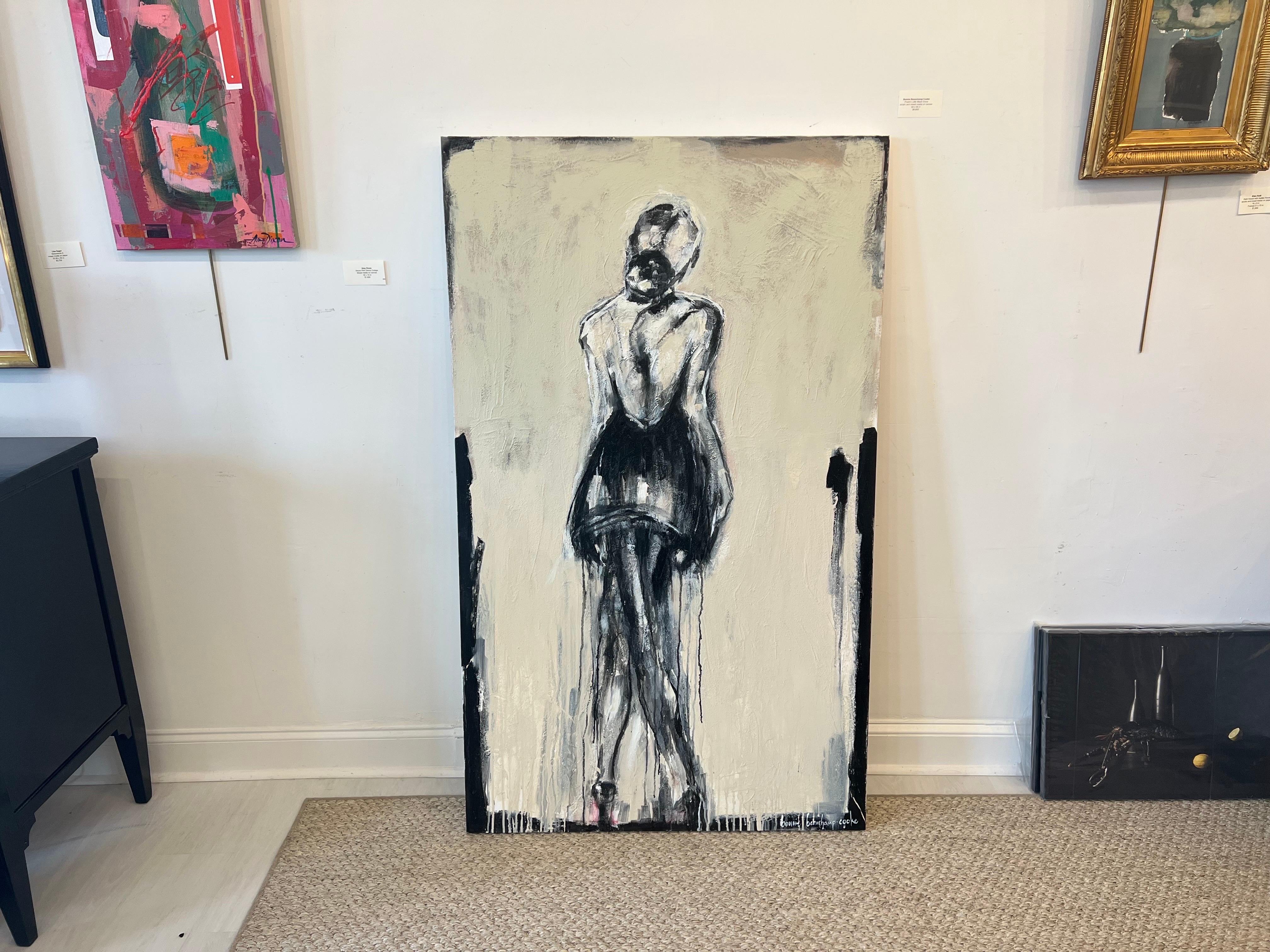 El vestidito negro de Prada por Bonnie B. Cooke, Figura contemporánea al óleo sobre lienzo - Painting de Bonnie Beauchamp-Cooke