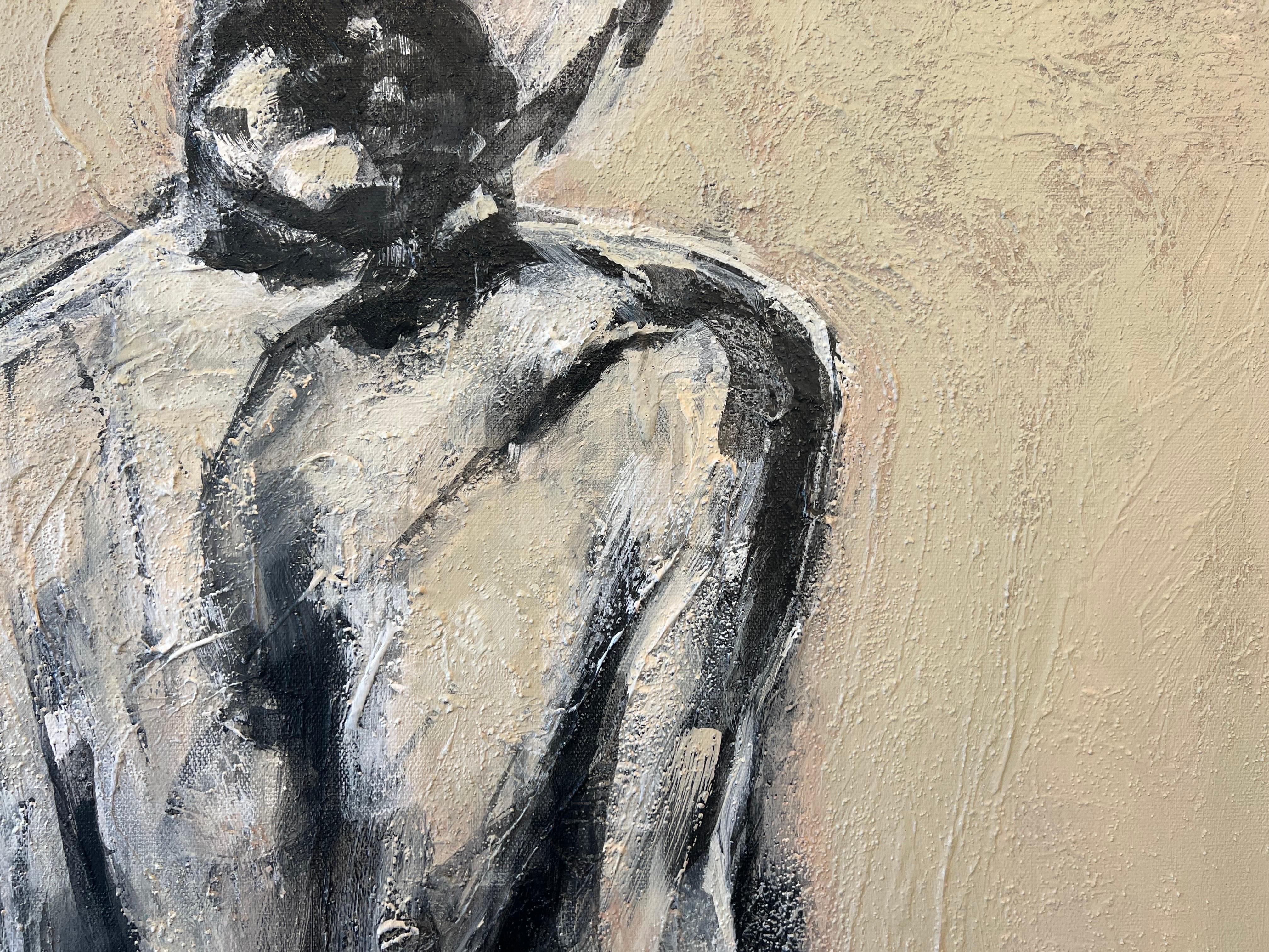 El vestidito negro de Prada por Bonnie B. Cooke, Figura contemporánea al óleo sobre lienzo 1