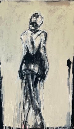 Prada''s Kleines schwarzes Kleid von Bonnie B. Cooke, zeitgenössische Ölgemäldefigur