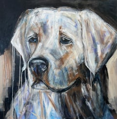 Sweet Buddy by Bonnie B. Cooke Contemporary Oil on Canvas Dog Painting