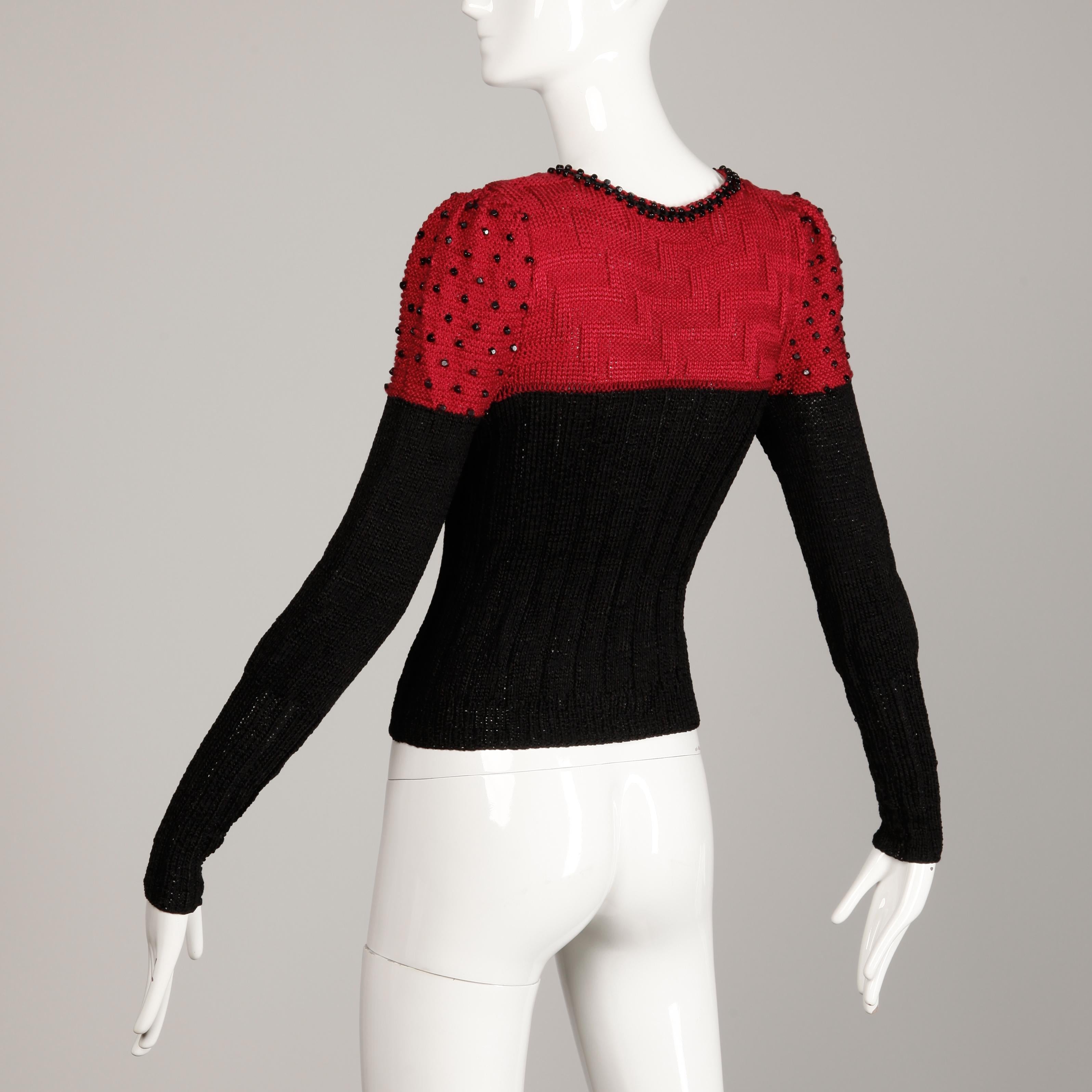 Women's Bonnie Case Vintage Beaded Sweater Top