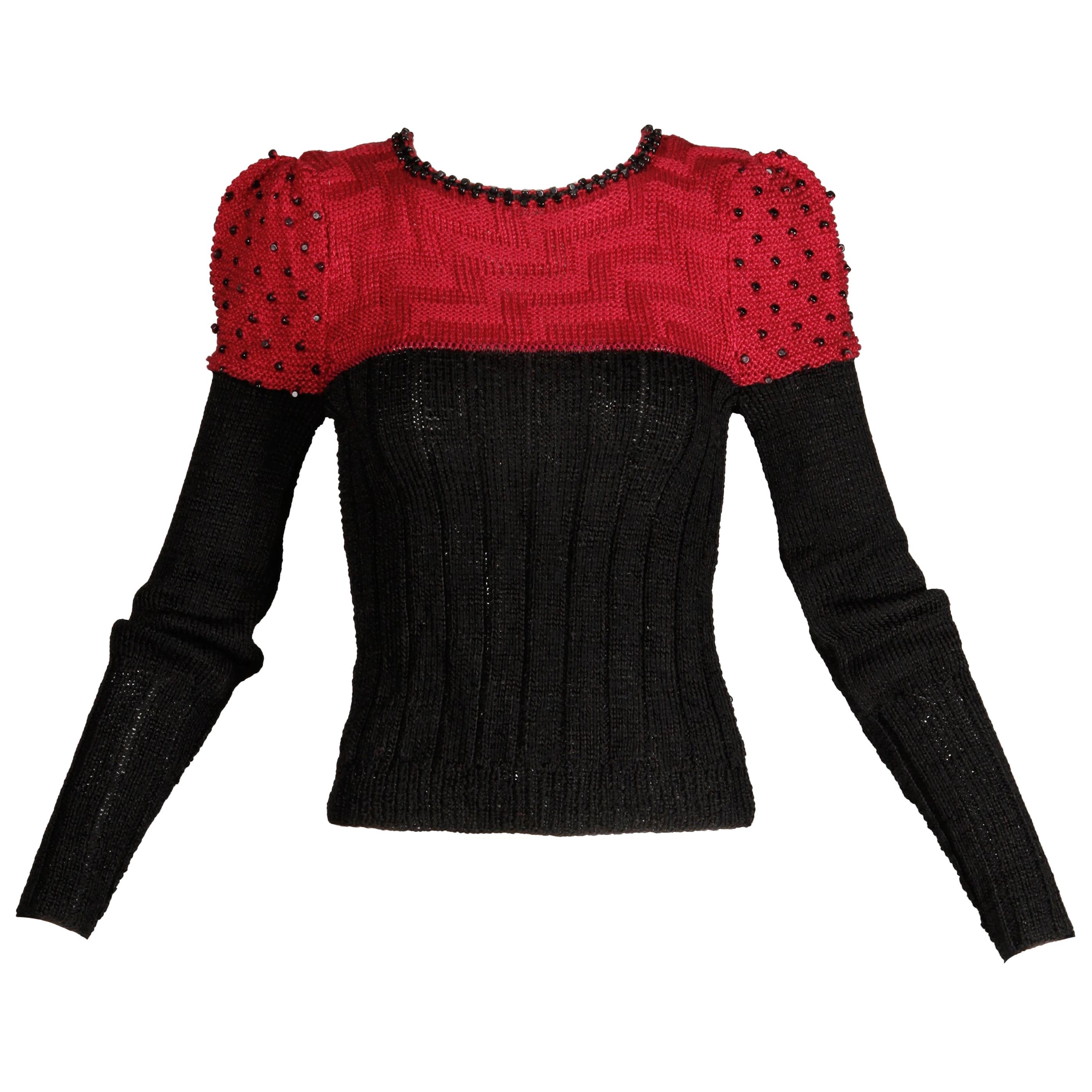 Bonnie Case Vintage Beaded Sweater Top