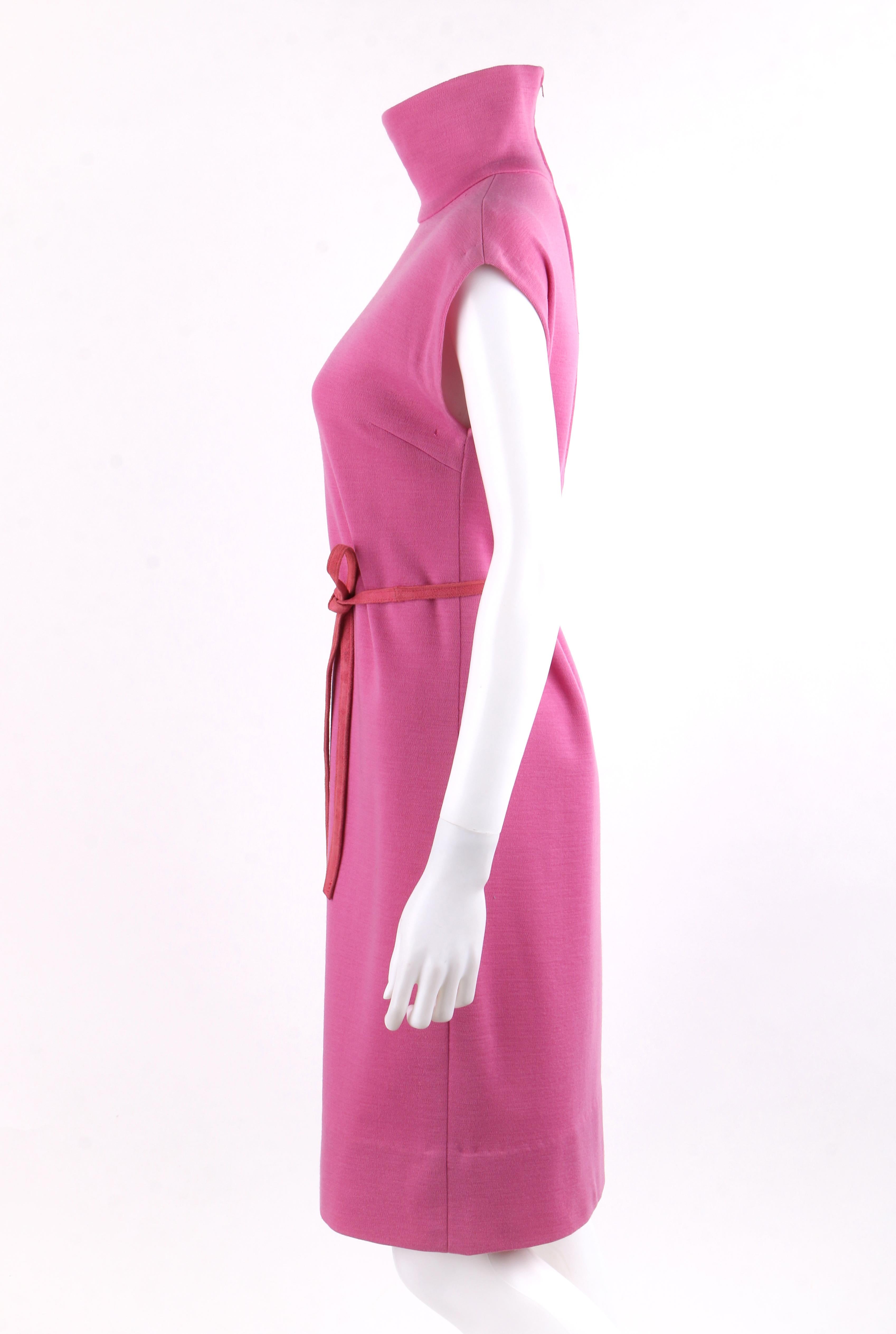 Women's BONNIE CASHIN c.1960’s Pink Cap Sleeve High Neck Belted Shift Dress
