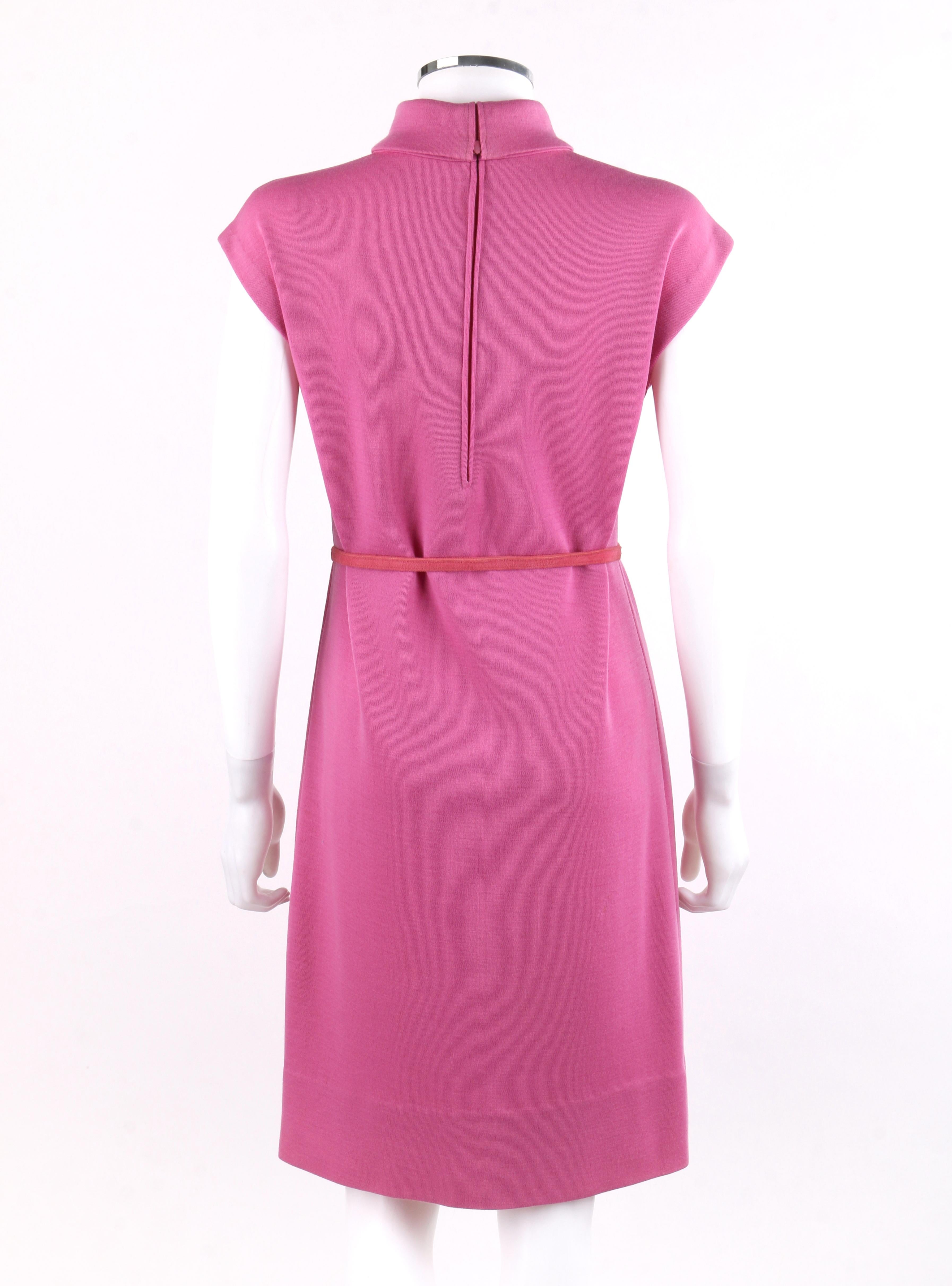 BONNIE CASHIN c.1960’s Pink Cap Sleeve High Neck Belted Shift Dress 1
