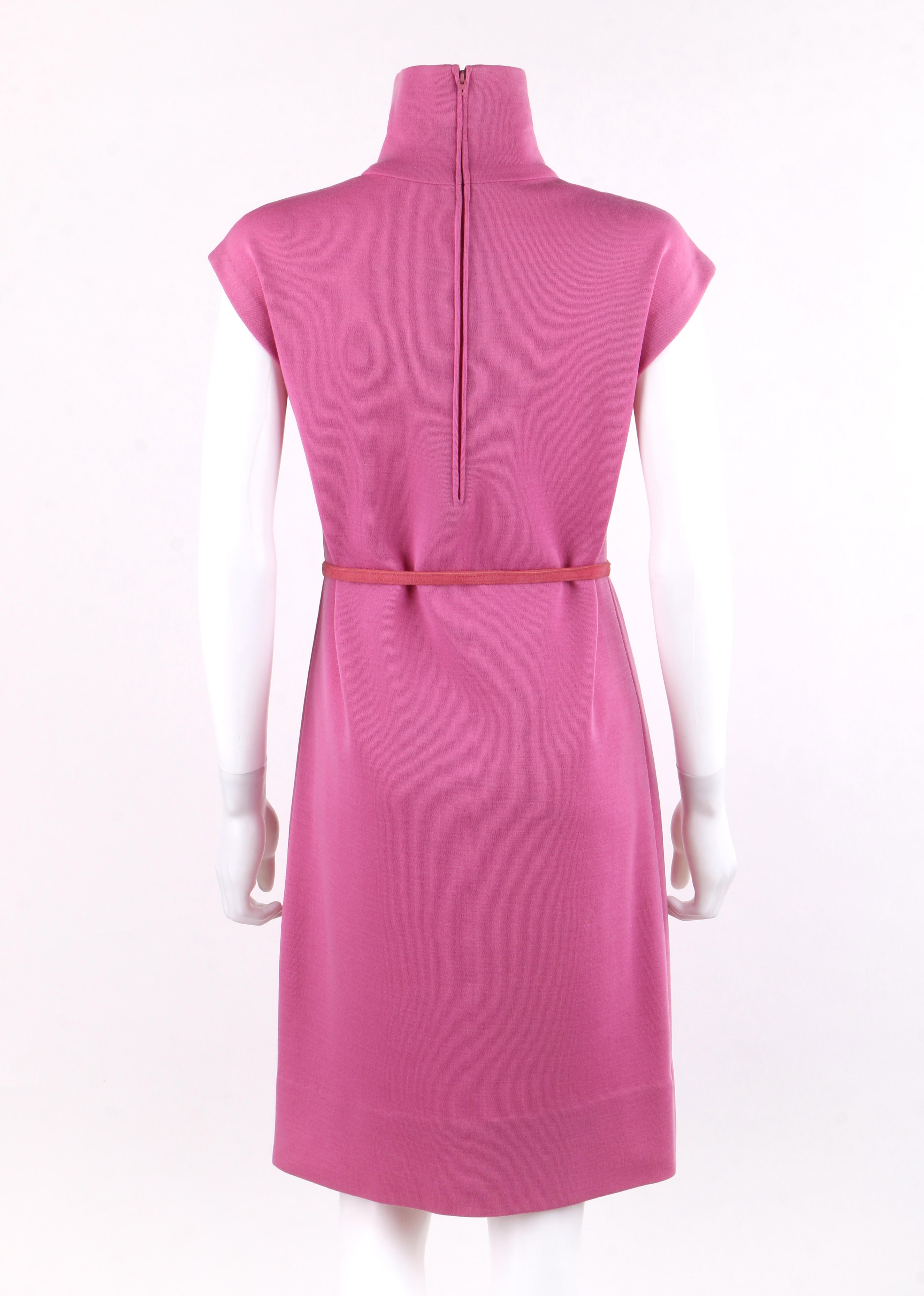 BONNIE CASHIN c.1960’s Pink Cap Sleeve High Neck Belted Shift Dress 2