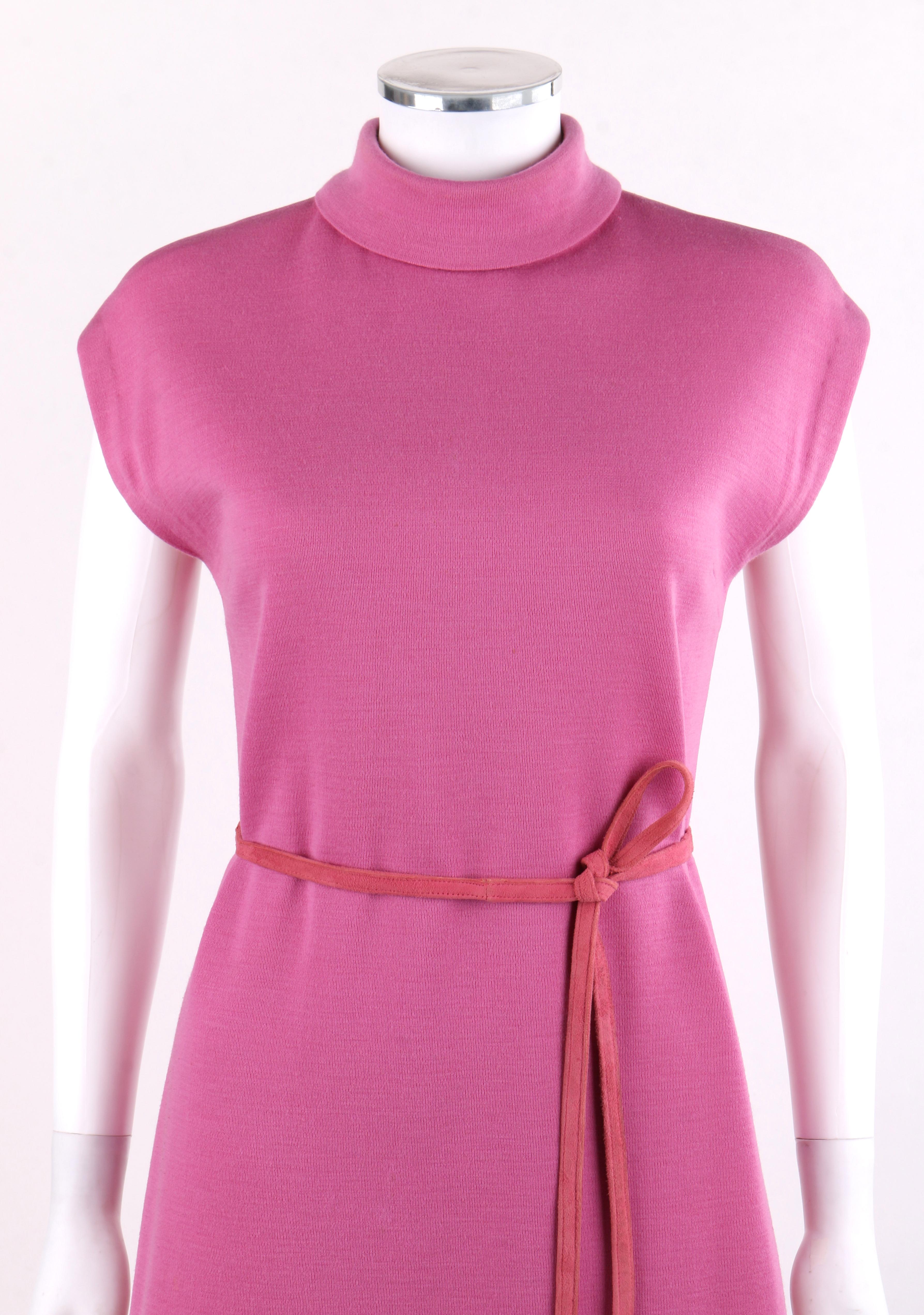 BONNIE CASHIN c.1960’s Pink Cap Sleeve High Neck Belted Shift Dress 4