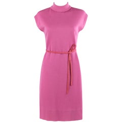 BONNIE CASHIN c.1960’s Pink Cap Sleeve High Neck Belted Shift Dress