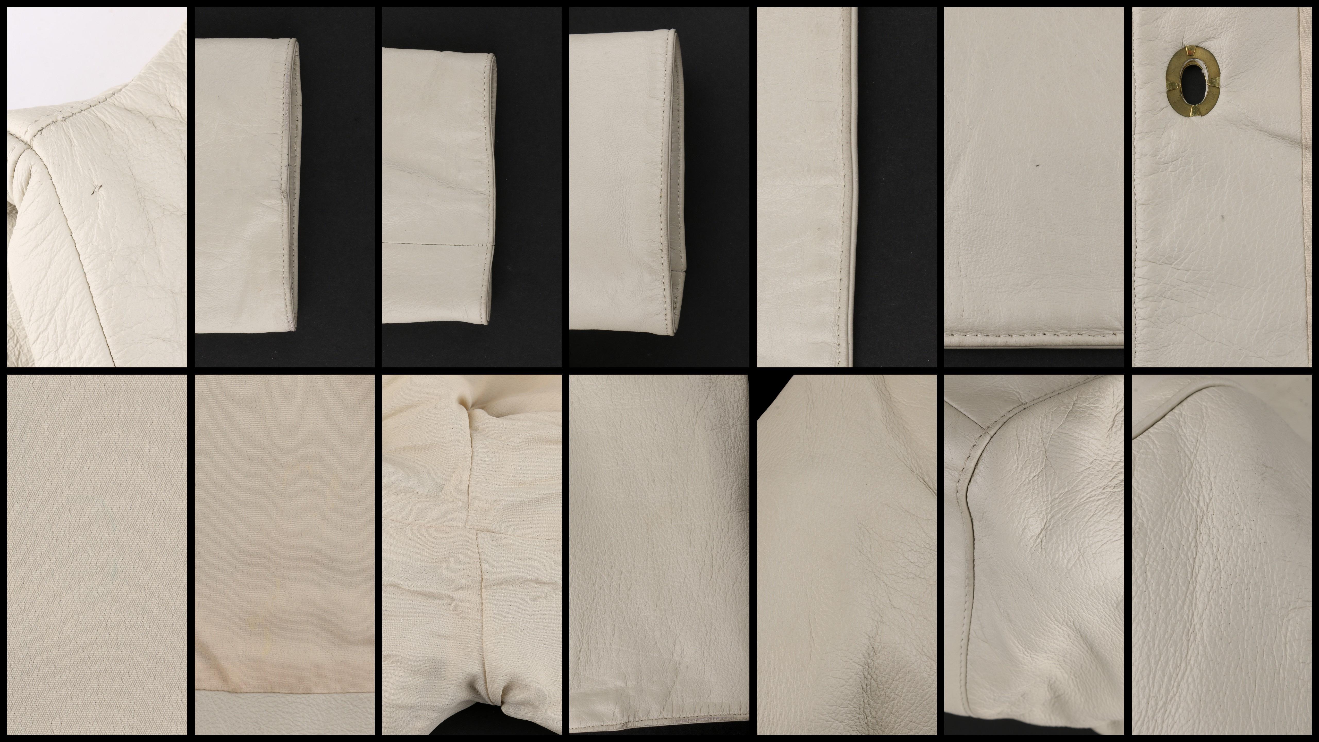 BONNIE CASHIN c.1970’s Sills Off-White Leather Gold Twist Lock Jacket Skirt Set For Sale 5