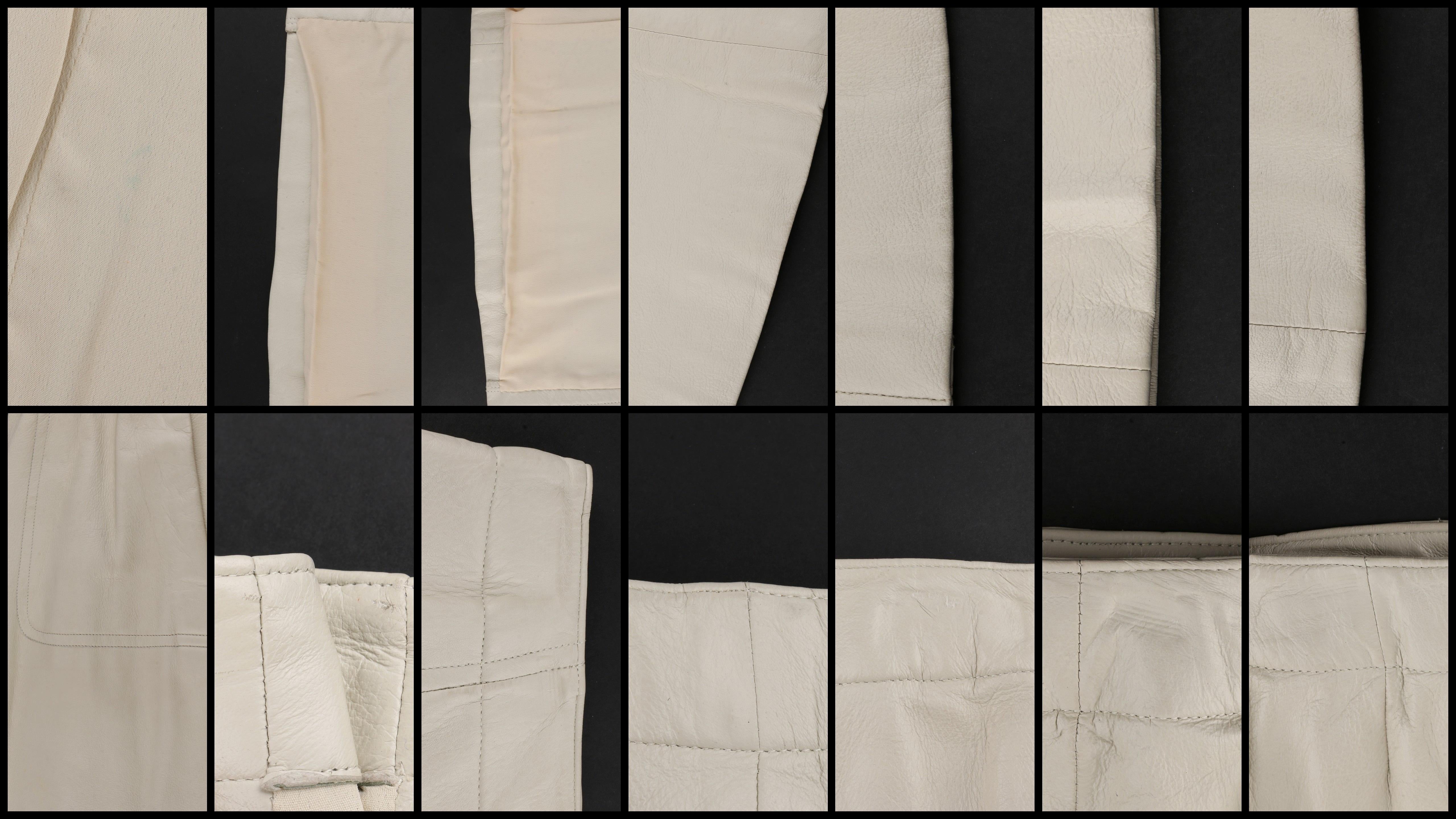 BONNIE CASHIN c.1970’s Sills Off-White Leather Gold Twist Lock Jacket Skirt Set For Sale 6