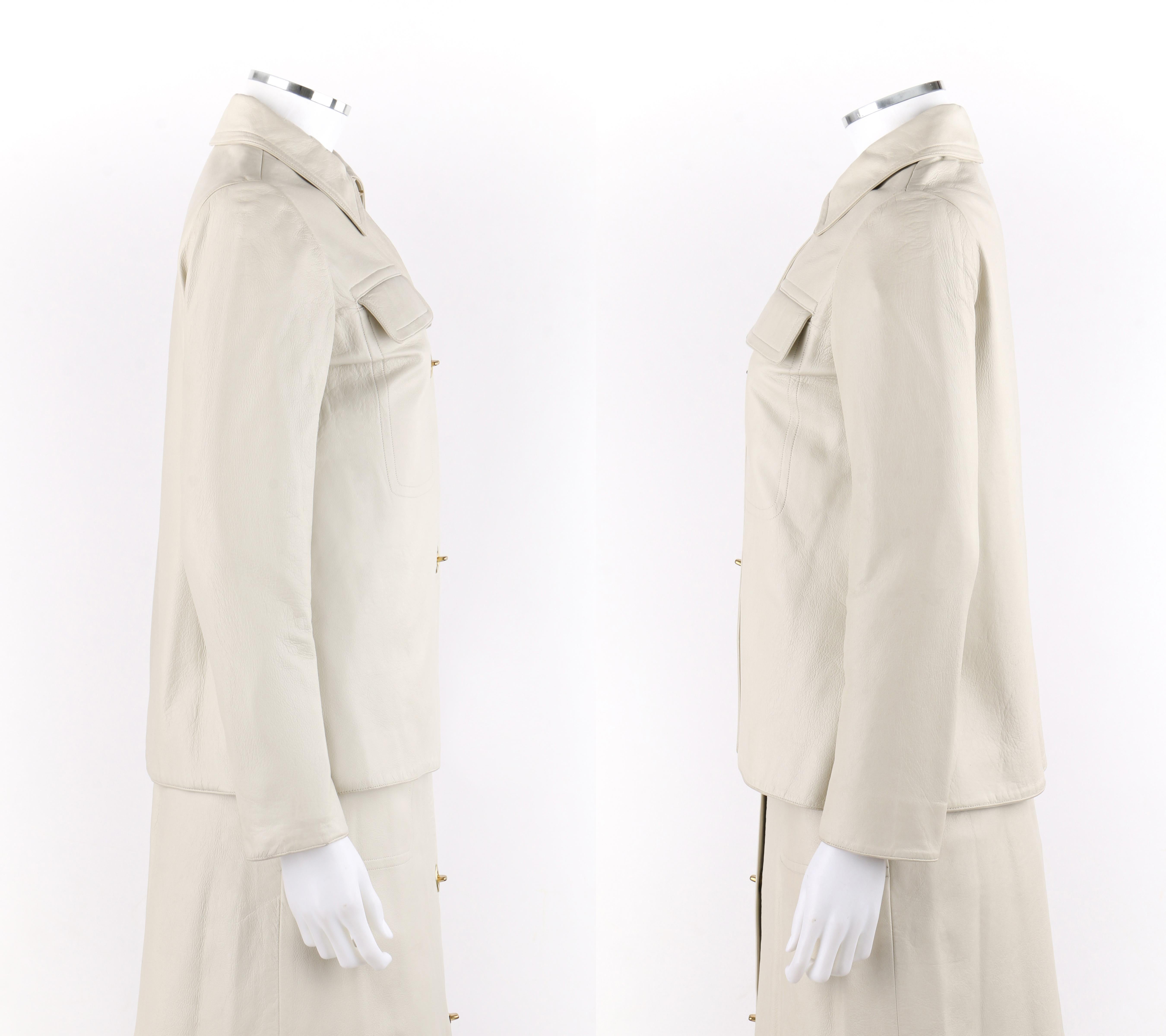 BONNIE CASHIN Ensemble veste et jupe en cuir blanc cassé avec fermeture à glissière dorée pour poupées, années 1970 Bon état - En vente à Thiensville, WI