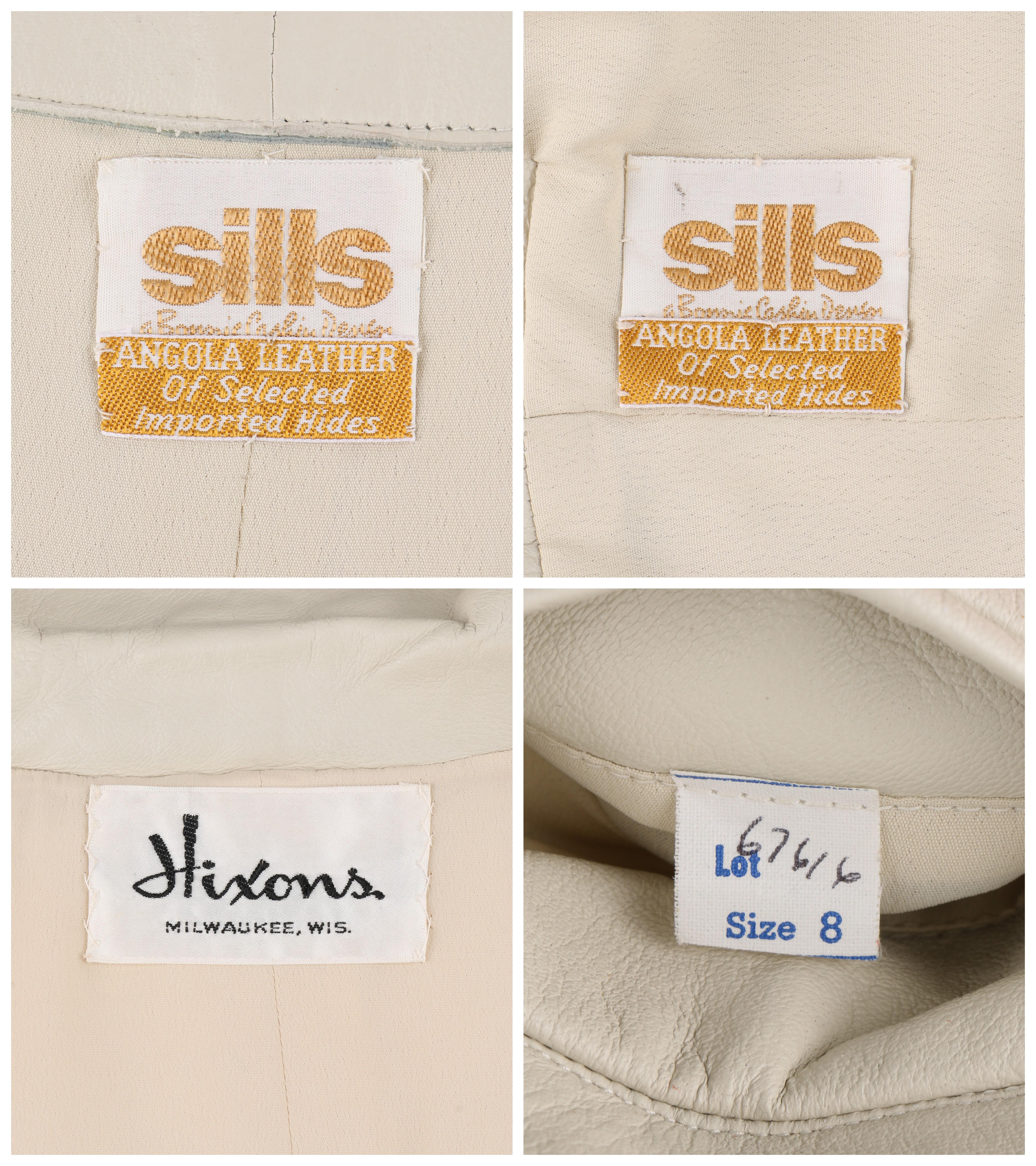 BONNIE CASHIN c.1970’s Sills Off-White Leather Gold Twist Lock Jacket Skirt Set For Sale 3