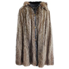 Bonnie Cashin Cape with Hood HBA Furs Raccoon 1970s Vintage Rare OSFM