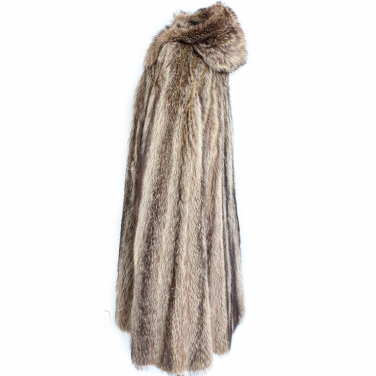 Bonnie Cashin Cape with Hood HBA Furs Raccoon 70s OSFM For Sale at 1stDibs