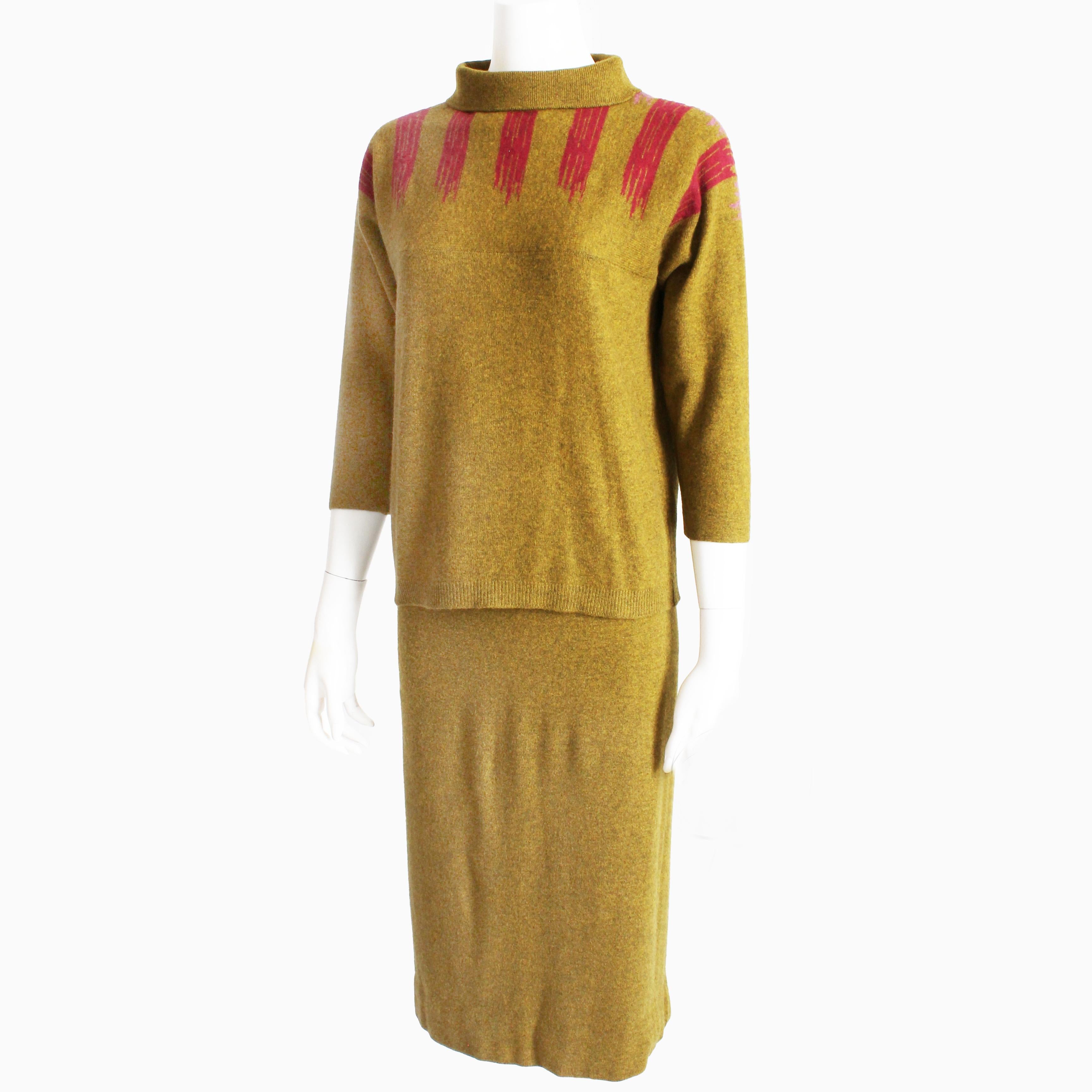 Bonnie Cashin Pull et jupe en cachemire 2pc Intarsia Knit Saks 1960s Rare Unisexe en vente