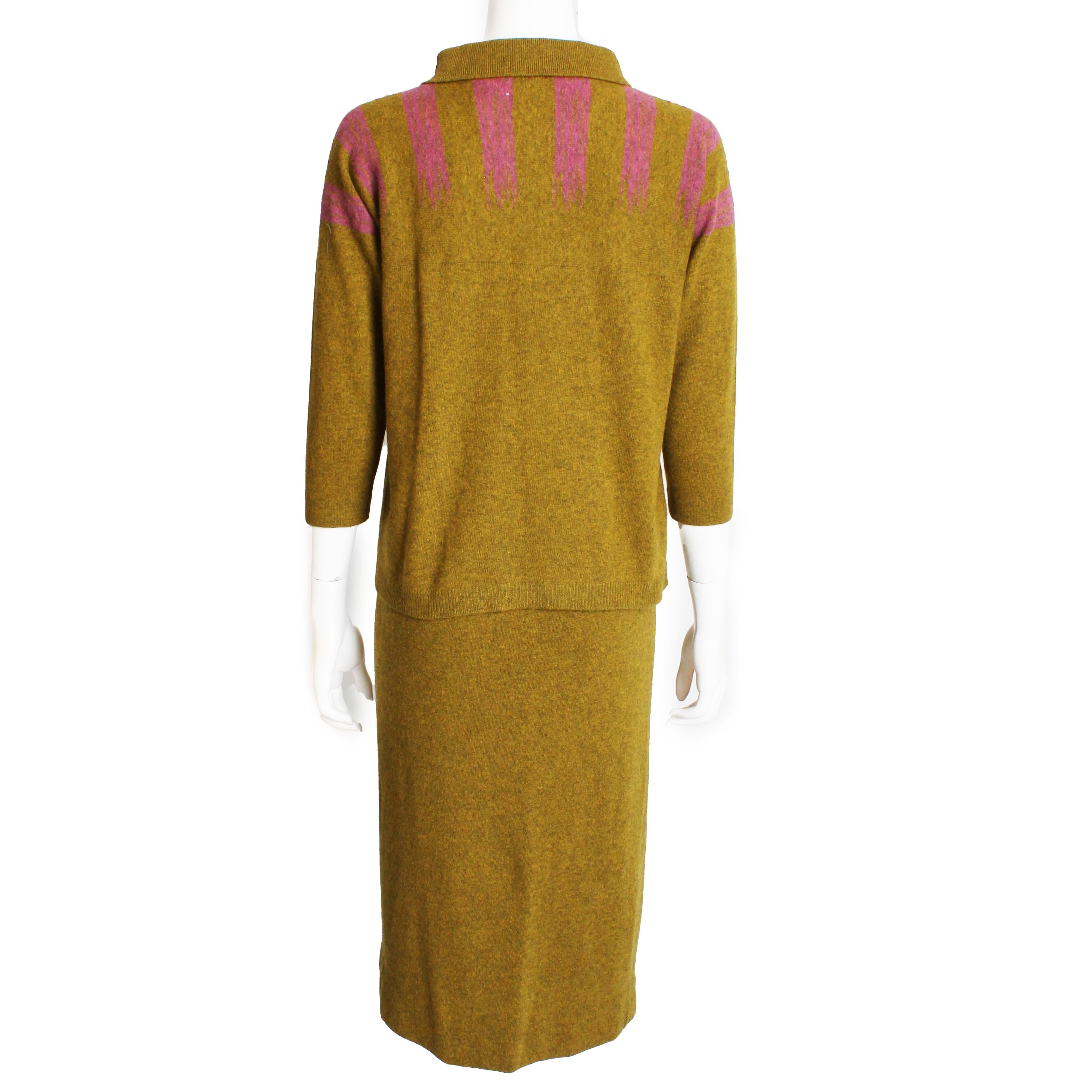Bonnie Cashin Pull et jupe en cachemire 2pc Intarsia Knit Saks 1960s Rare en vente 3