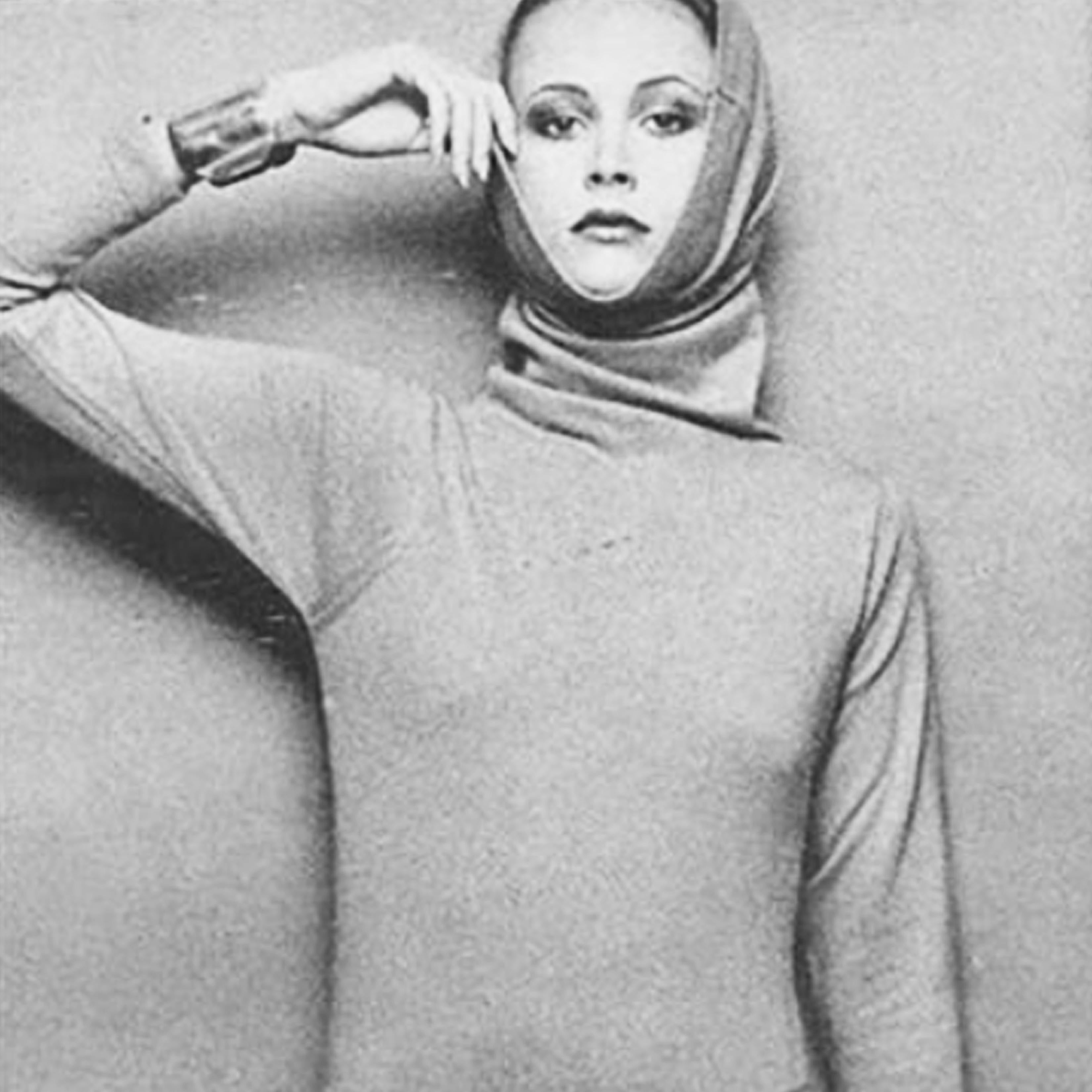 Women's Bonnie Cashin Cashmere Sweater with Madonna Hood Collar Peach Rare Vintage 