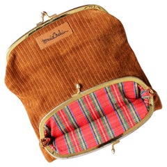 Vintage Bonnie Cashin Clutch Bag Double Kisslock Pouch Wallet Tan Suede Leather Rare 60s
