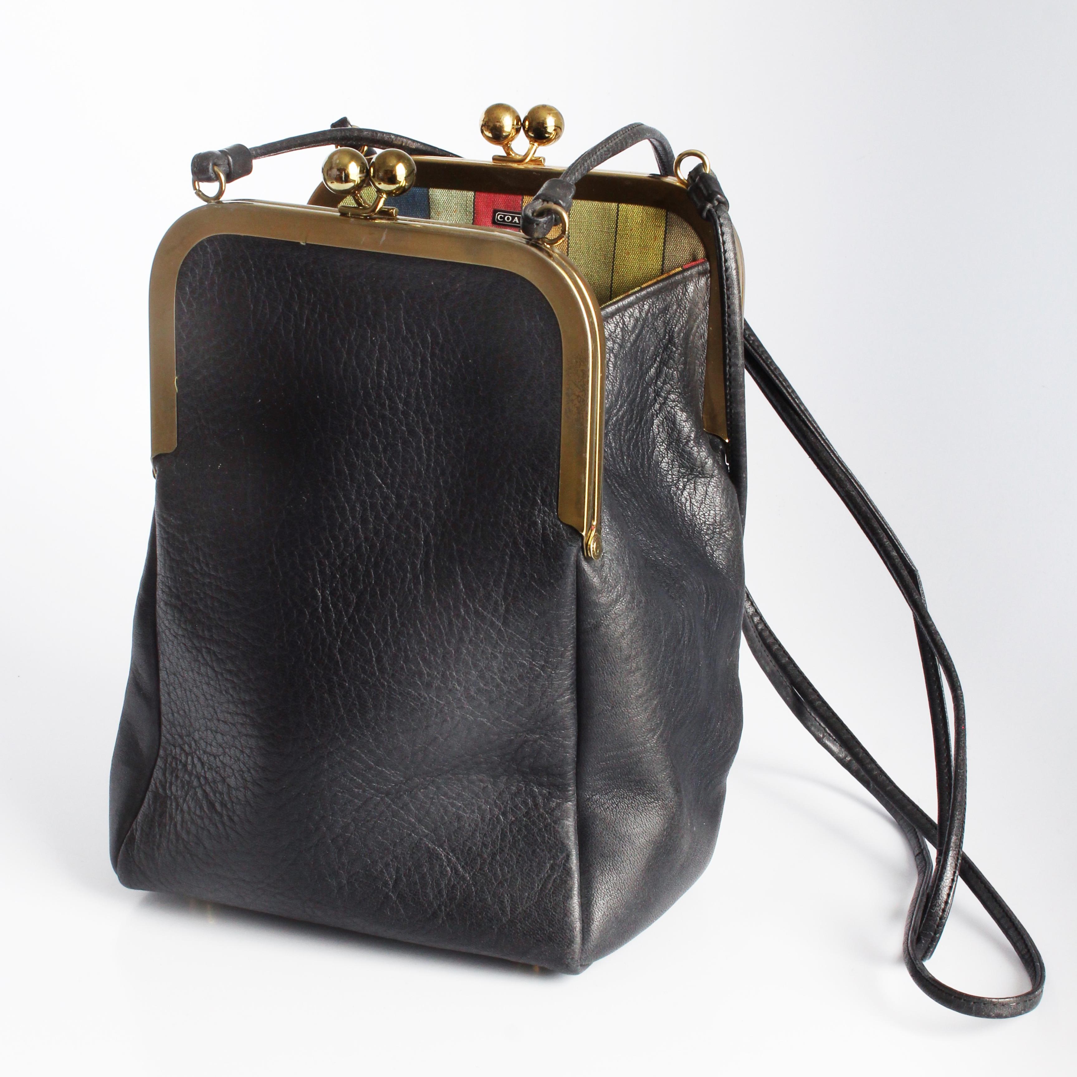 Women's or Men's Bonnie Cashin Coach Bag Swinger Black Double Header Shoulder Bag + New Hangtag For Sale