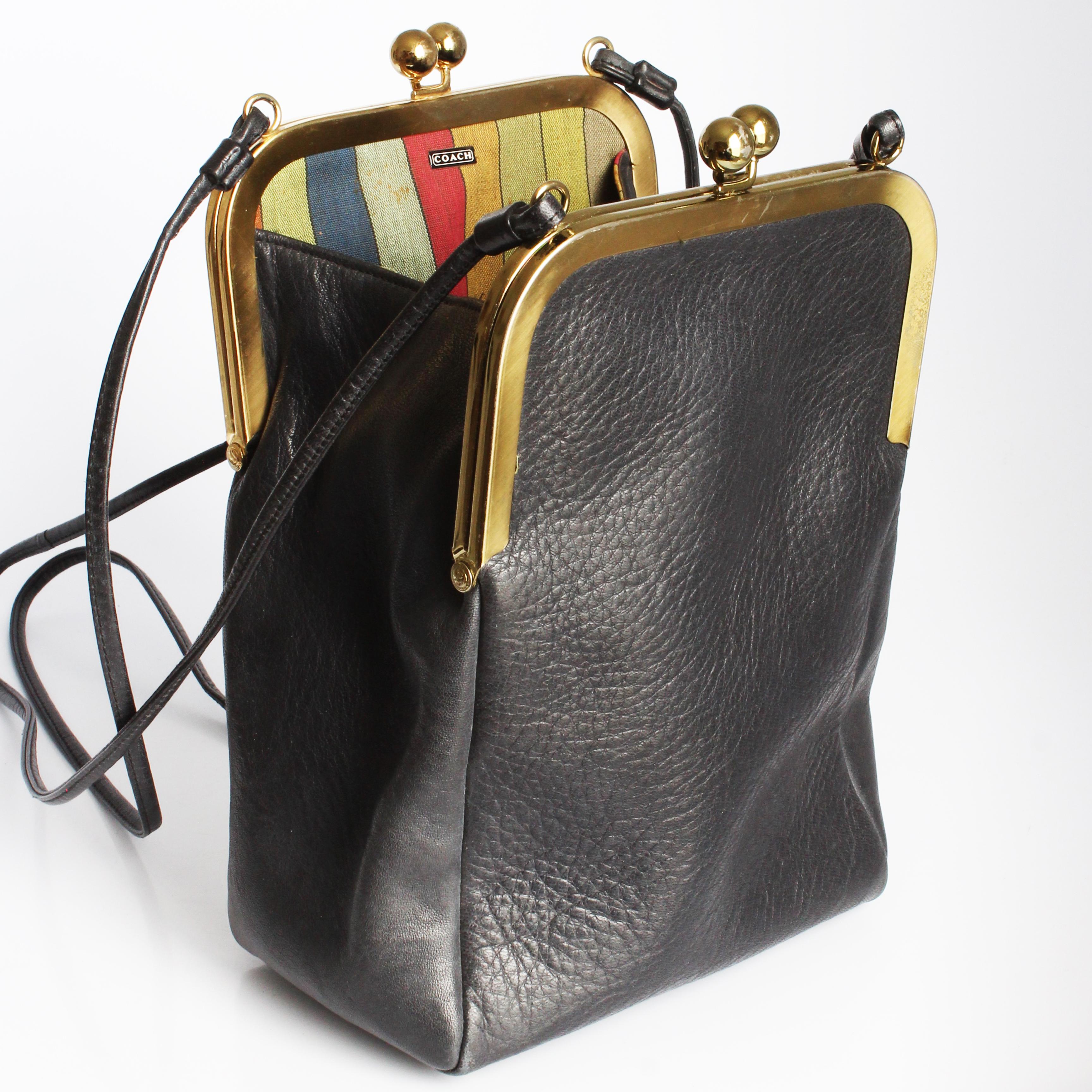 Bonnie Cashin Coach Bag Swinger Black Double Header Shoulder Bag + New Hangtag For Sale 3