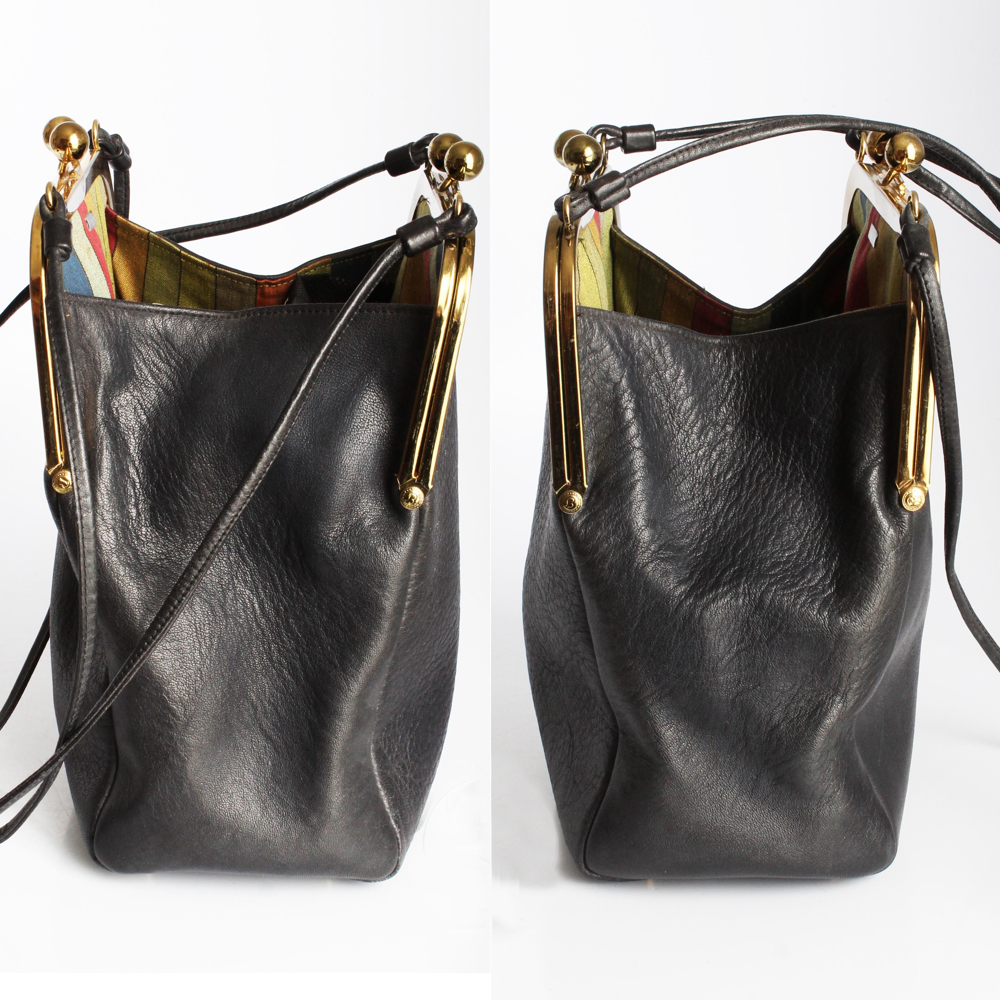 Bonnie Cashin Coach Bag Swinger Black Double Header Shoulder Bag + New Hangtag For Sale 1