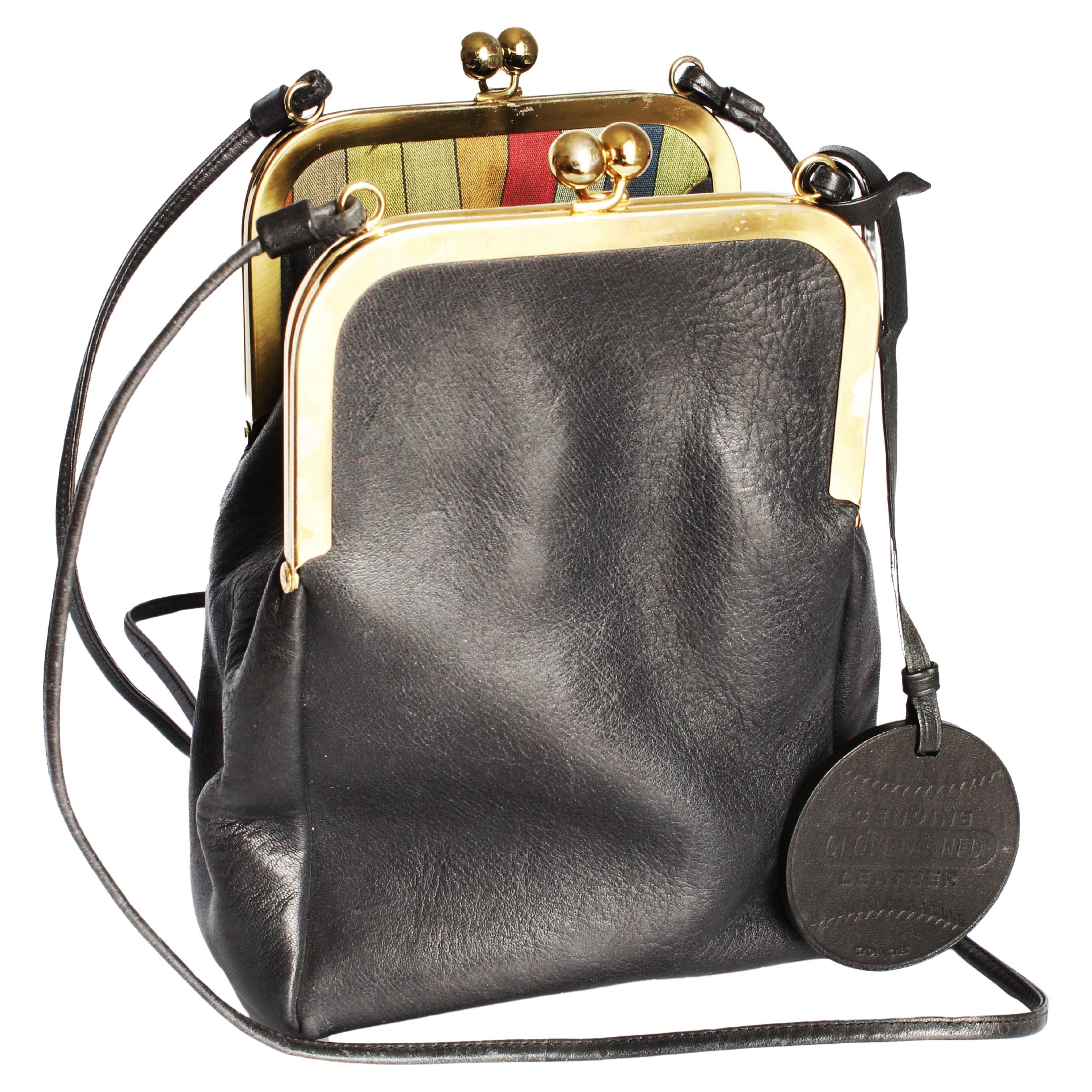 Bonnie Cashin Coach Bag Swinger Black Double Header Shoulder Bag + New Hangtag For Sale