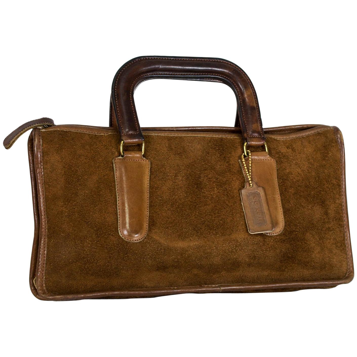 Bonnie Cashin/Coach Brown Suede Soft Top-Handle Mini Briefcase Attaché, 1970s